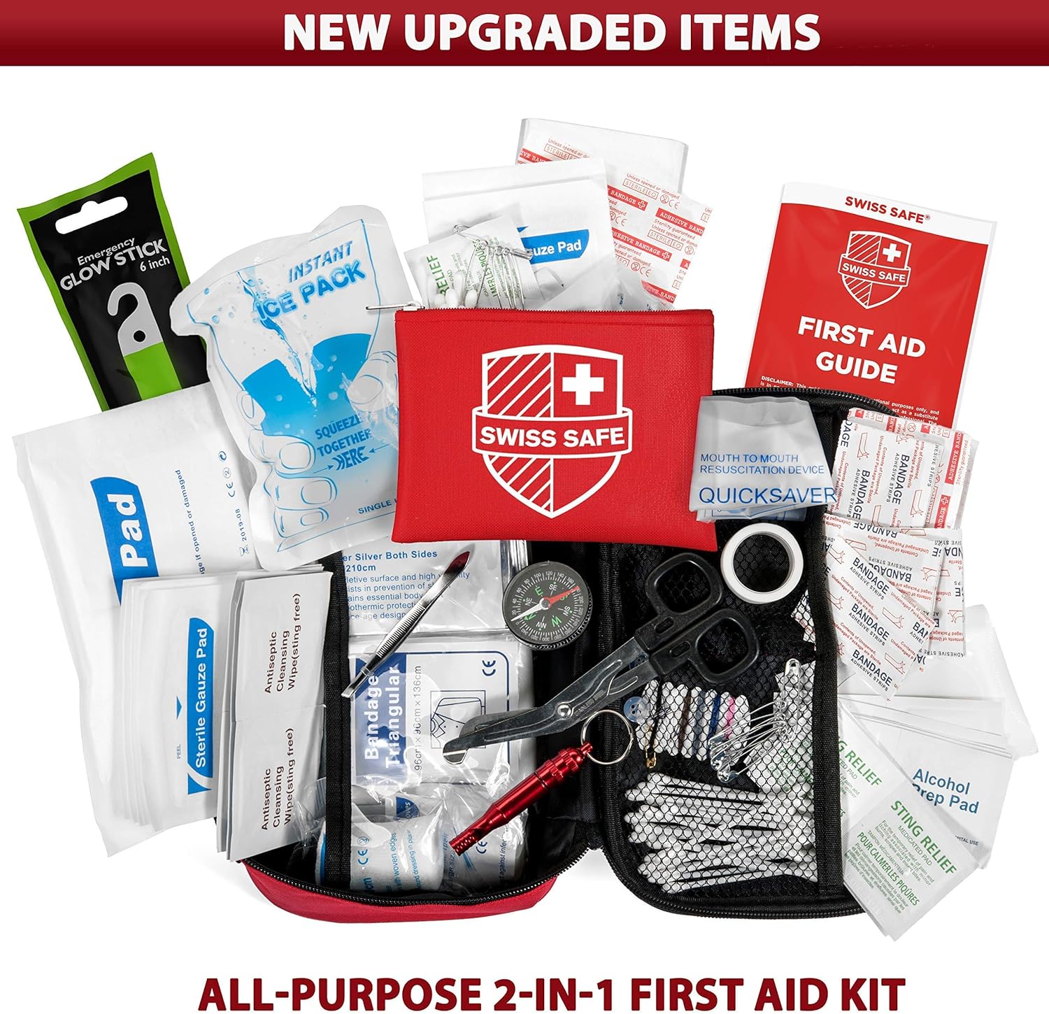 Rechargeable Solar Hand Crank Flashlight with First Aid Kit (120-Piece) : Sports & Outdoors