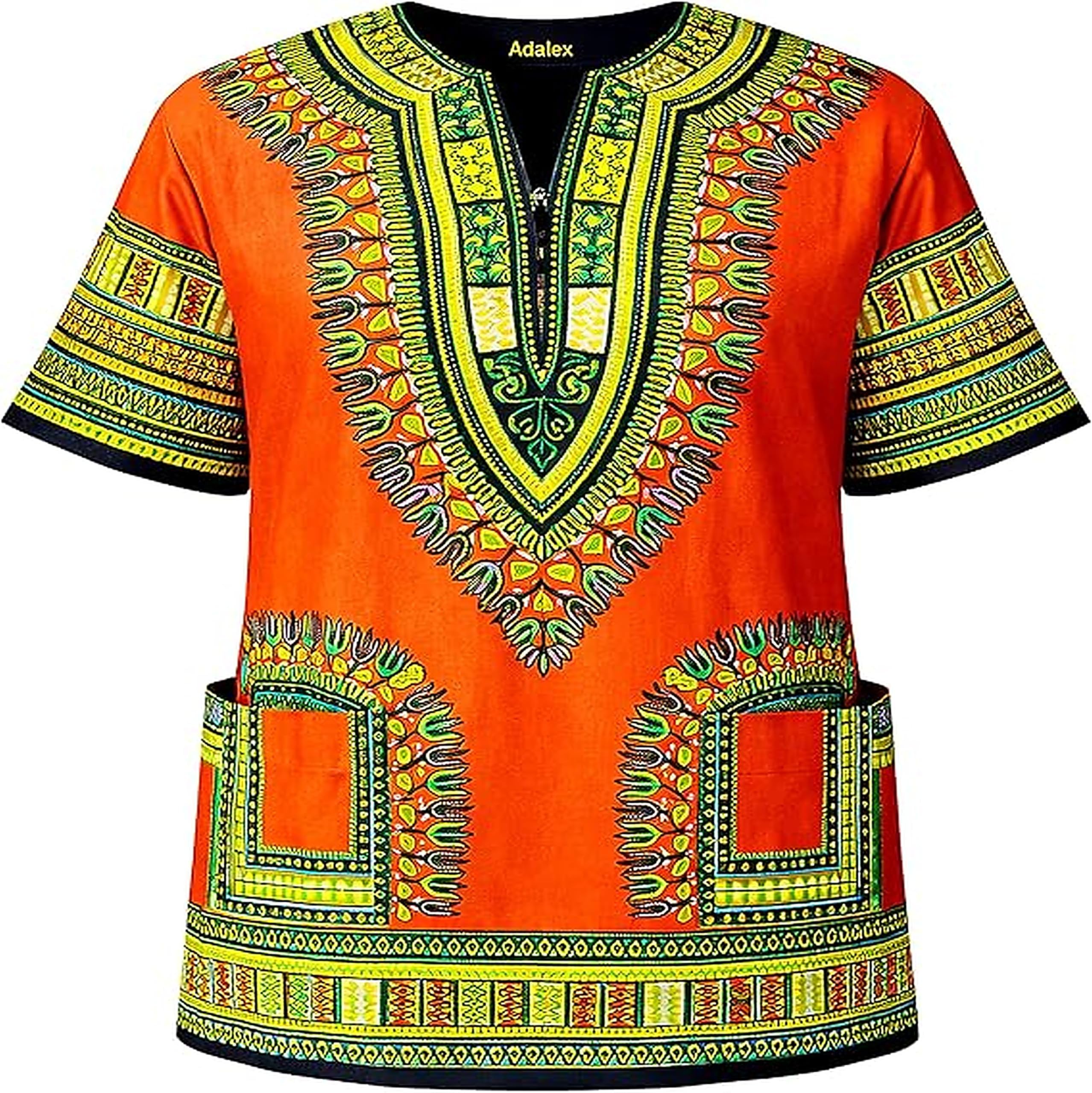 Traditional African Unisex Dashiki Shirt Color Tribal Festival Hippie, Ideal for Men Women African Short Sleeve Summer Wear