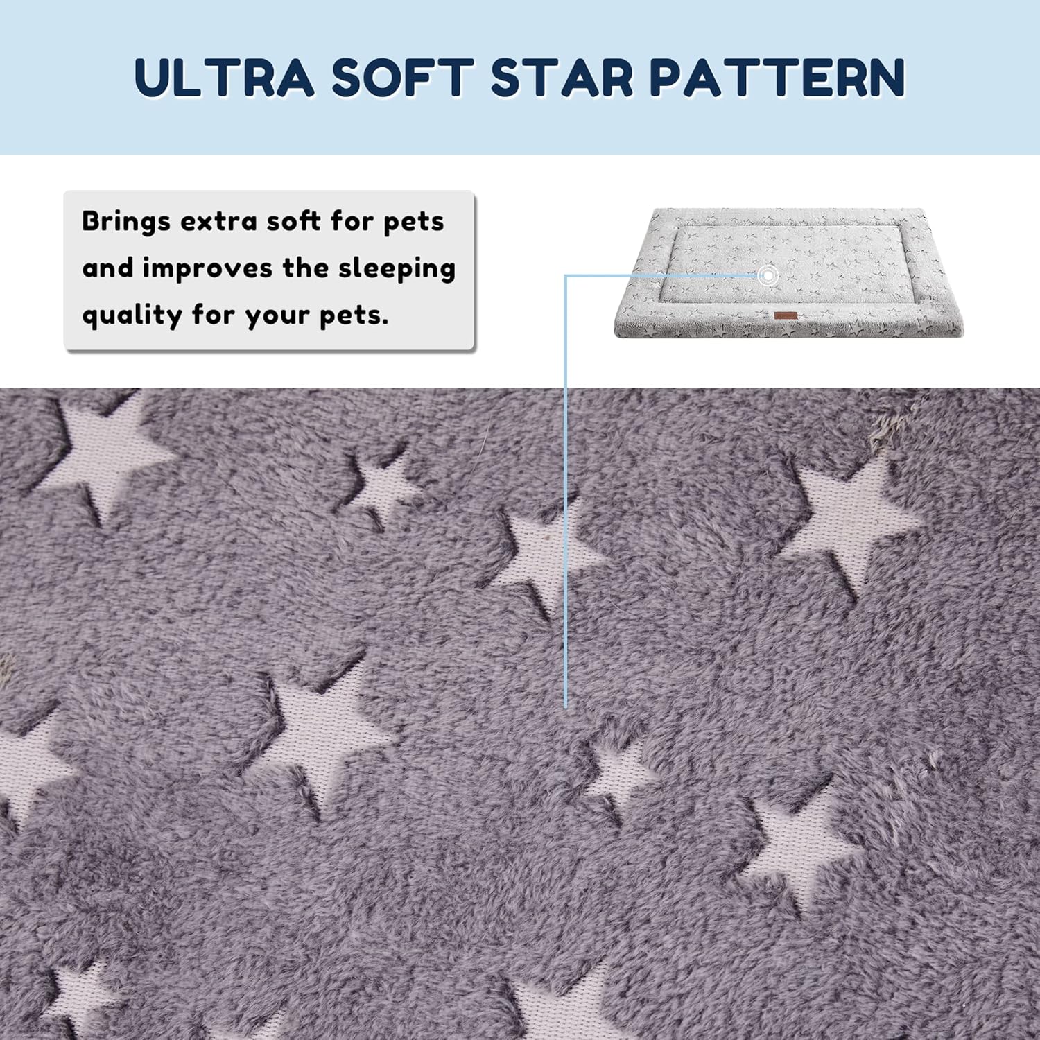 WESTERN HOME Dog Bed for Crate, High Resilience Foam Dog Crate Mat Kennel Pad with Soft Wavy Plush Comfortable Anti-Slip Washable Bed for Large Medium Small Dogs & Cats