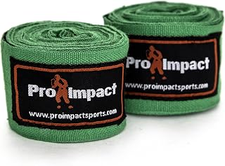 Pro Impact Mexican Style Boxing Handwraps 180" with Velcro Closure – Elastic Hand & Wrist Support for Muay Thai Kickboxing Training Gym Workout or MMA for Men & Women - 1 pair (Green)
