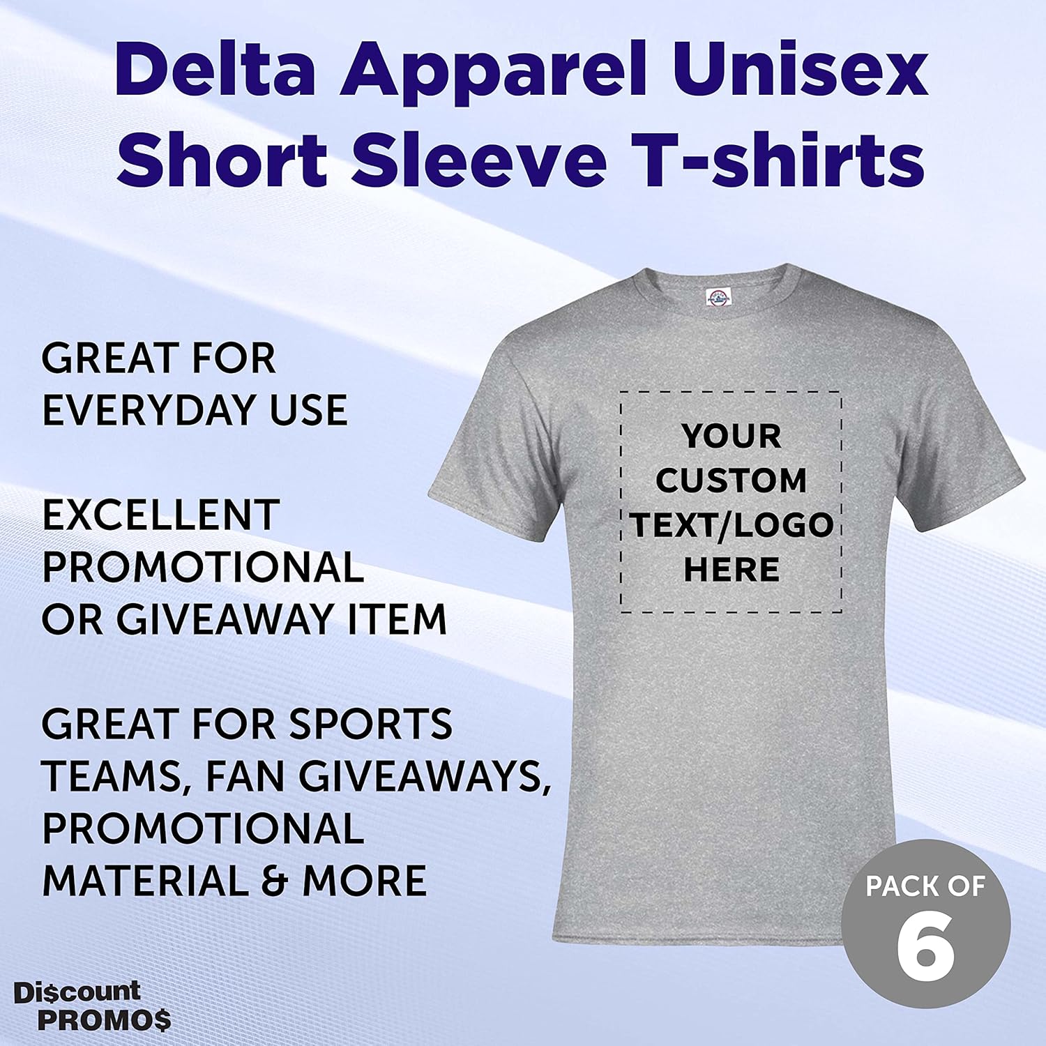 DISCOUNT PROMOS Custom Delta Apparel Unisex Short Sleeve T-Shirts, Personalized Bulk Pack - Image 4