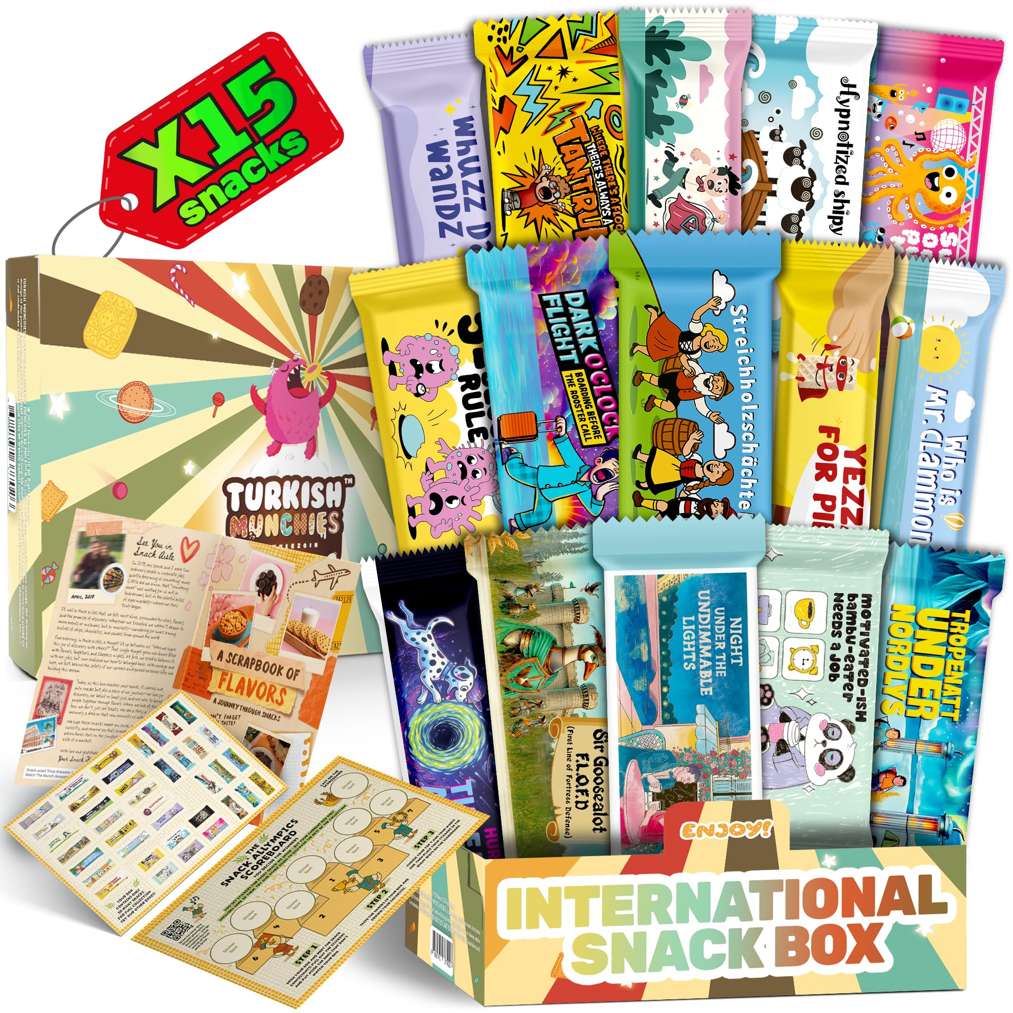 International Snack Box, Unique Experience with Universal Exotic Candies and Treats from around the World, Gift-Ready Foreign Foods in Packages Inspired by European, Japanese and Korean Cultures