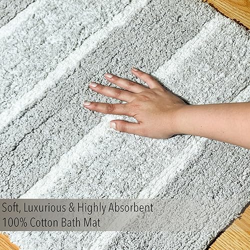 Miniatura 5 de Chardin home Cordural Stripes Alfombra de Baño, Juego de 2 Alfombras de Baño (17x24 Pulgadas y 21x34 Pulgadas) | Antideslizante, Lavable a Máquina,