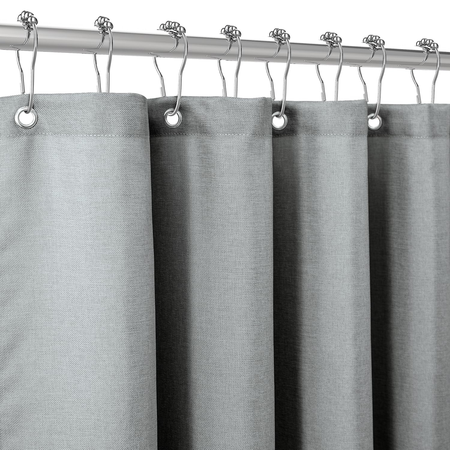 Shower Curtain for Bathroom with Metal Hooks Linen Fabric Shower Curtain Heavy Duty Bath Curtain for Wet Room Bathtub Shower Stall Hotel Quality