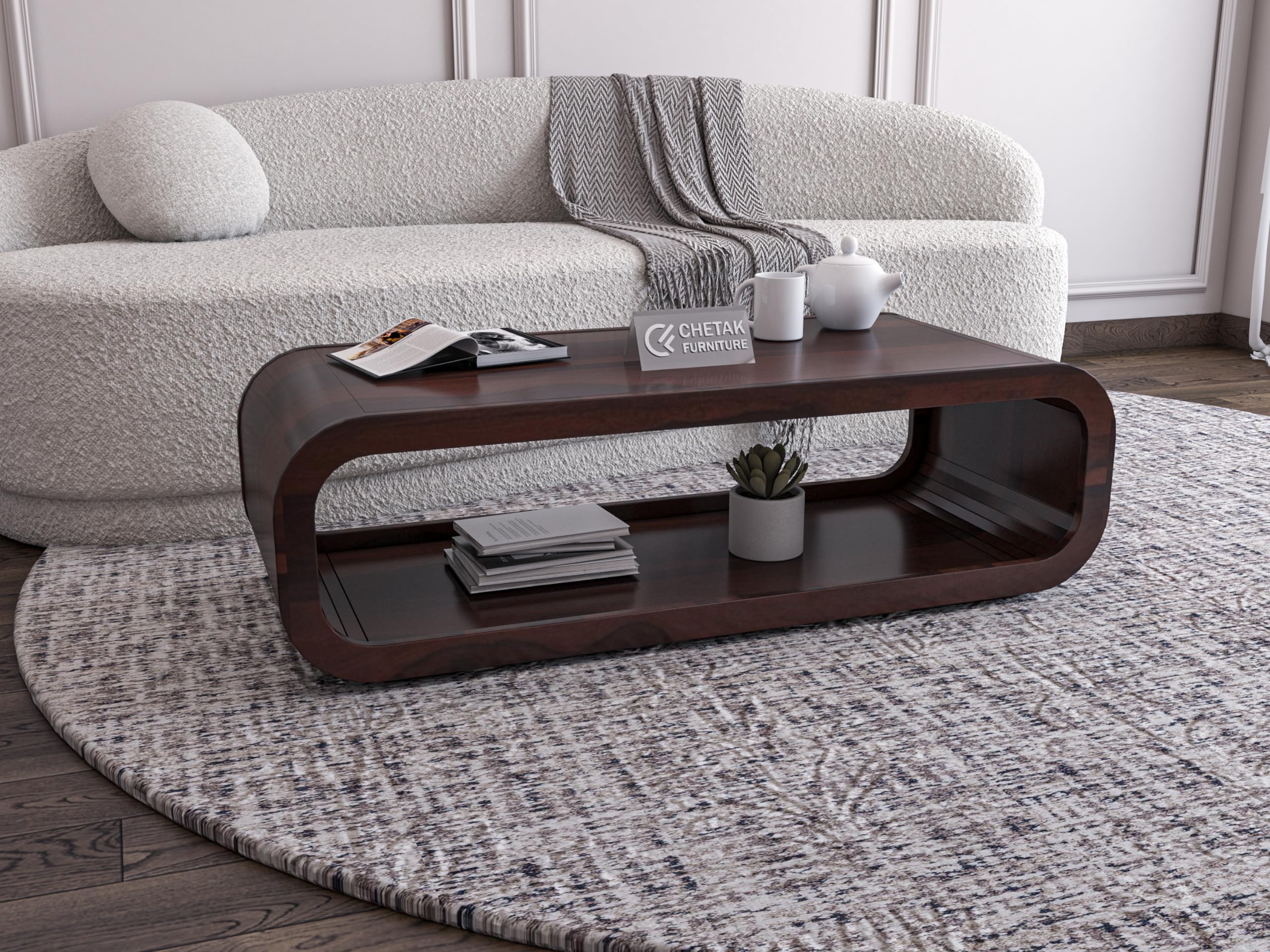 Solid Sheesham Wooden Center Coffee Table for Living Room, Centre Table for Drawing Room & Office Home, Wood Coffee Table, Tea Table for Living Room (Walnut Finish)-image-43