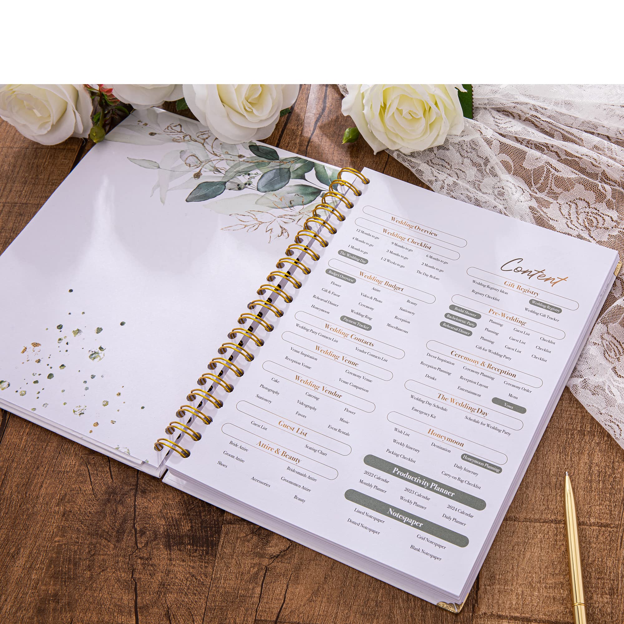 2023–2024 Komplettes 180 Seiten Hochzeitsplaner Buch und Organizer für die Braut, Hardcover Hochzeitsplanungsbuch, Verlobungsgeschenke für Paare, halten Sie Ihre Hochzeit organisiert