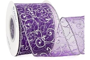 Ribbli Swirl Glitter Wired Ribbon: Adorn Your Tree with Enchanting Purple Splendor