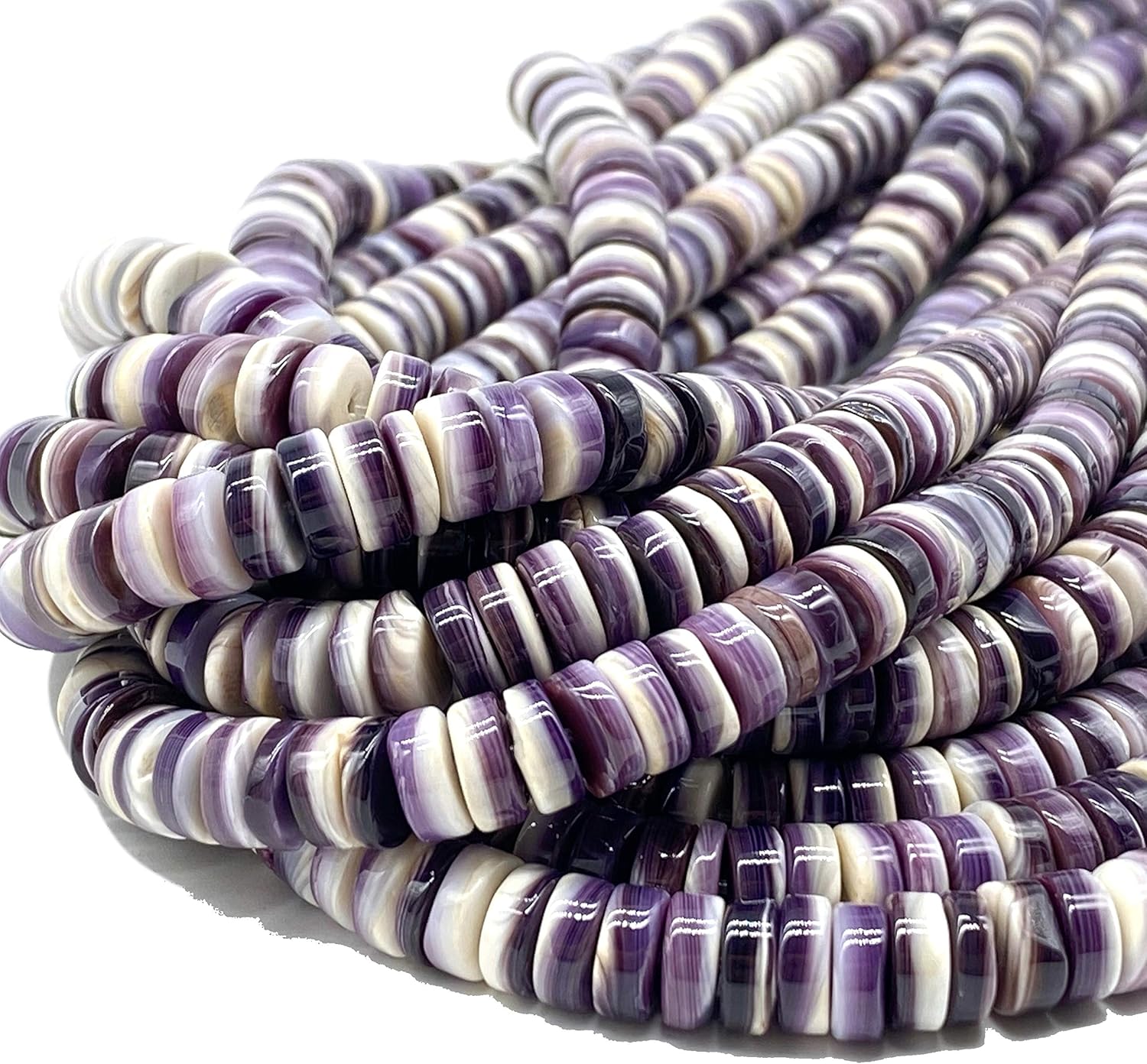 ABCGEMS Wampum Shell Beads USA Authentic Quahog East Coast (America's First Currency 1637-1673) Ethically Sourced - Small Batch Production - Native American Style - Jewelry Making - Heishi 12mm