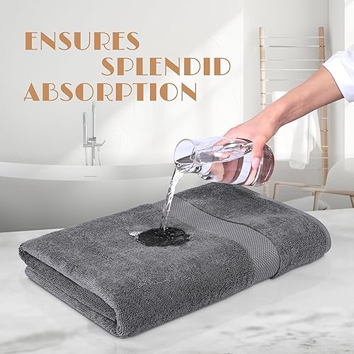 Vista 29 de Wealuxe - Juego de 6 toallas de baño blancas de 24 x 50 pulgadas, juego de toallas de algodón extra absorbentes para baño Blanco,Negro,Gris,Azul