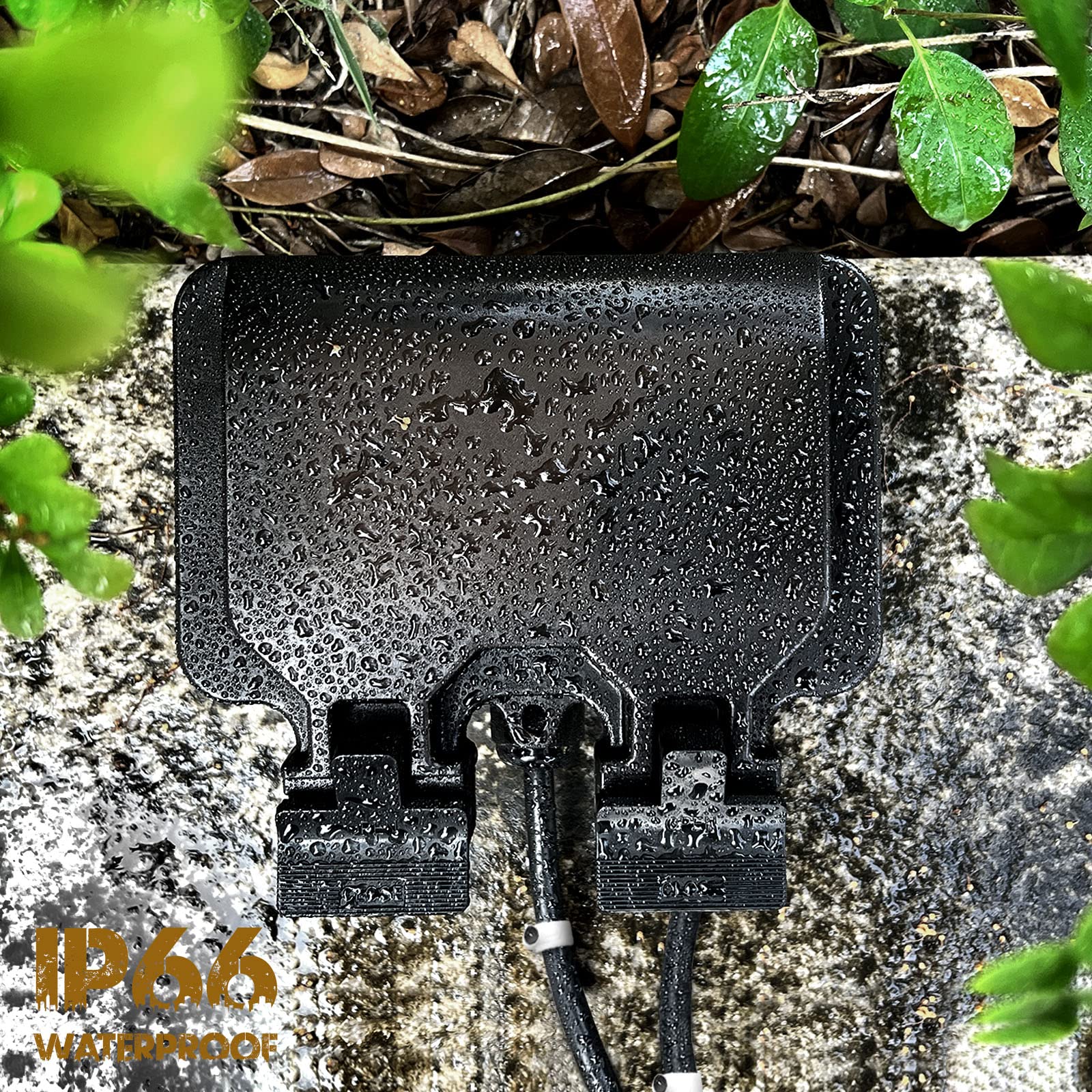 Verlängerungskabel für den Außenbereich, wasserdicht, 10 m, IP66, 2-Gang, schwarz, 13 A, für den Außenbereich, wasserdicht, für Weihnachtsbeleuchtung, Garten
