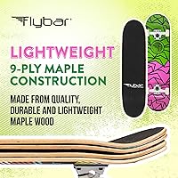 Vista 3 de Flybar Patineta completa para principiantes – Monopatín para niños de 31 pulgadas, madera de arce, cóncava, doble patada, ligera, antideslizante