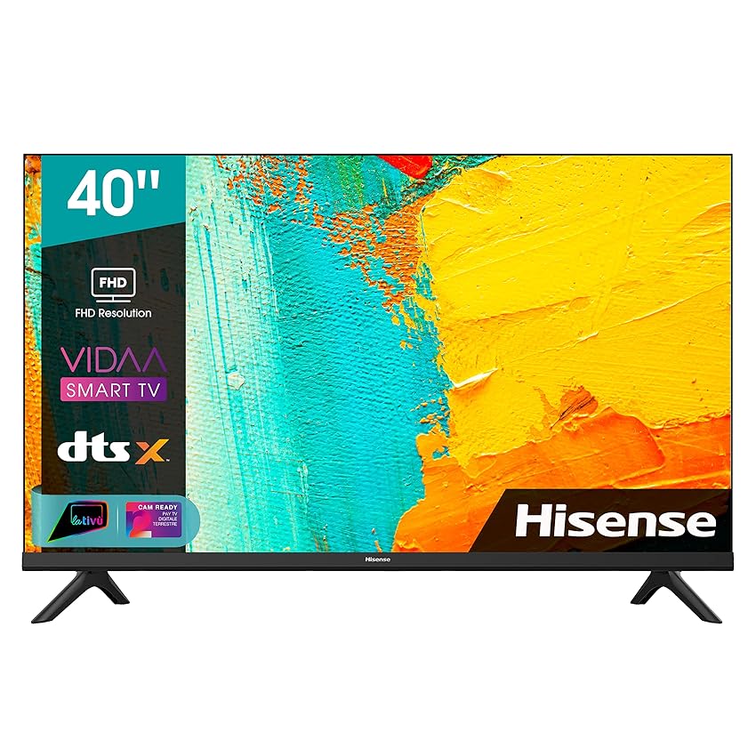 Immagine del prodotto Hisense 40'' LED Full HD 40A4FG, Smart TV VIDAA 4.2, Audio 2.0 14W, Controlli vocali Alexa, Tuner DVB-T2/S2 HEVC 10, lativù, Telecomando RaiPlay, Nero