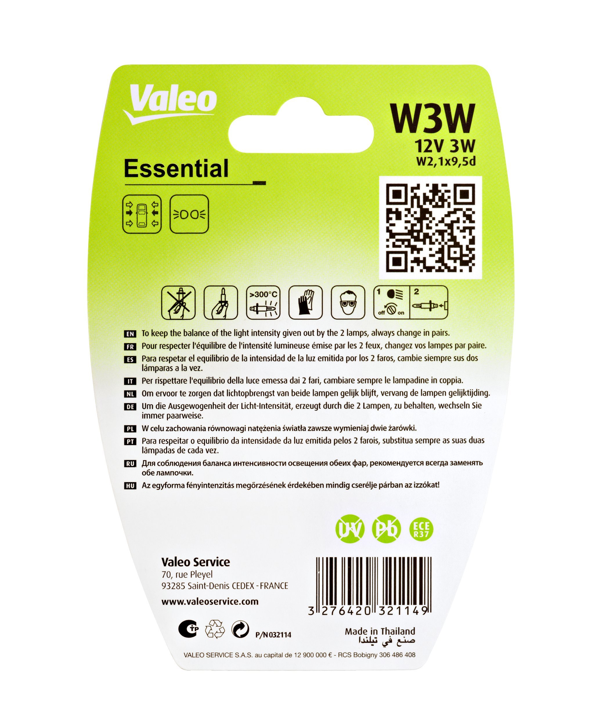 Valeo Halogenlampe Essential 32114 W3W 2er-Set
