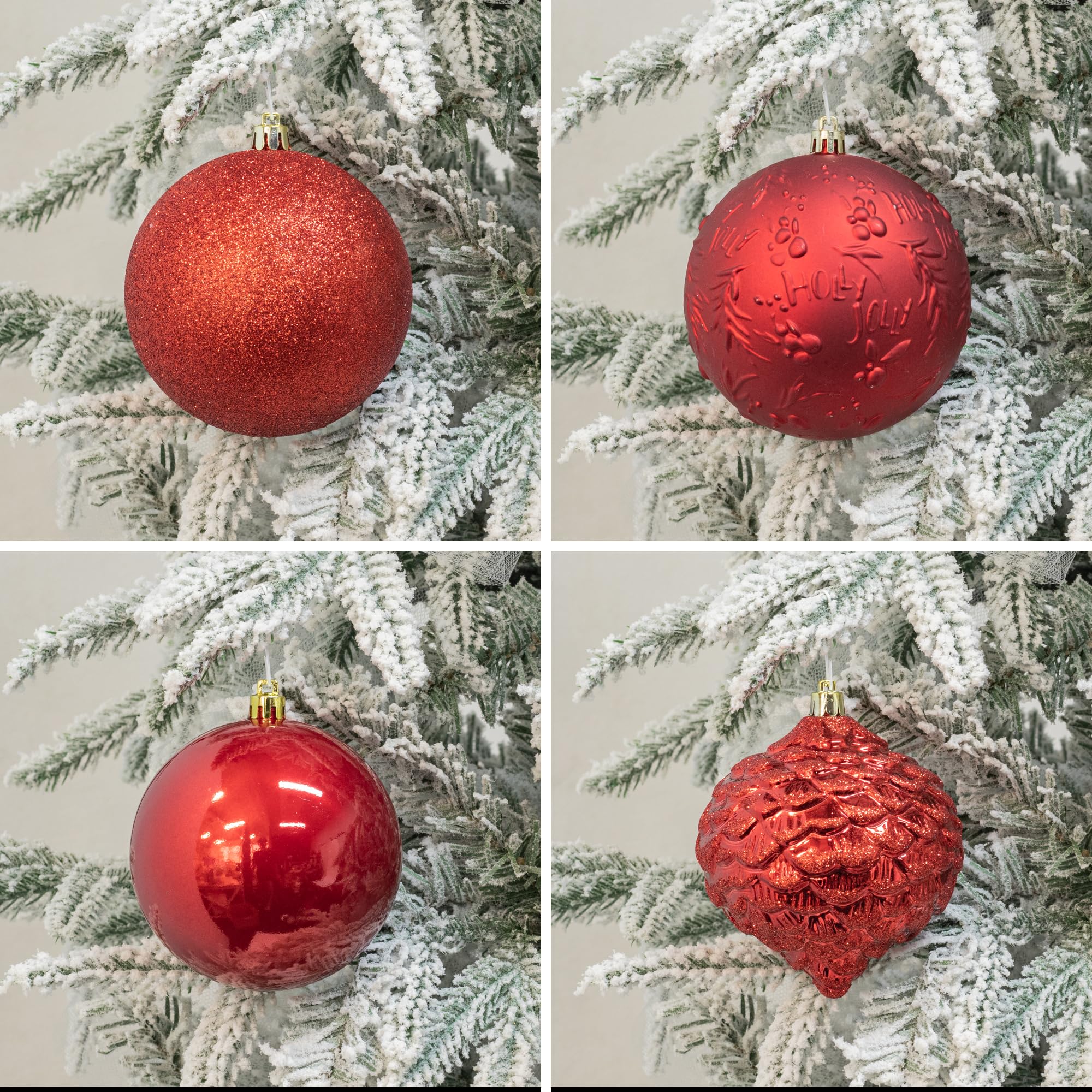 Busybee Unbekannt Palline di Natale 16 Pezzi 10 cm Rosso Palline Natalizie Ornamento di Palla di Natale per la Decorazione dell'albero di Natale