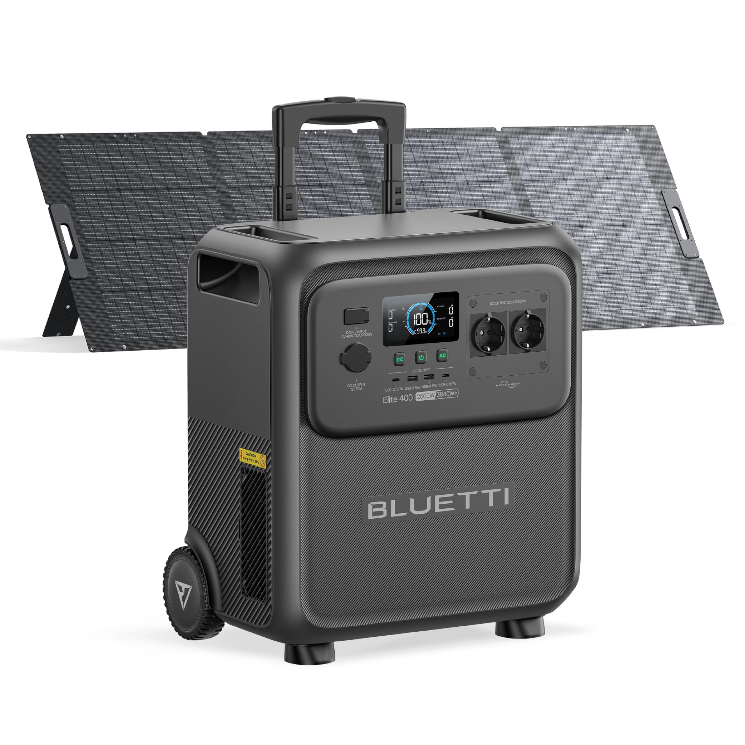 BLUETTI Elite 400 Generador Solar con Panel 350 W (Envío por Separado), Batería LFP 3840 Wh, Salidas AC 2600 W (Pico 3900 W) para Hogar, Cortes, RV y Camping
