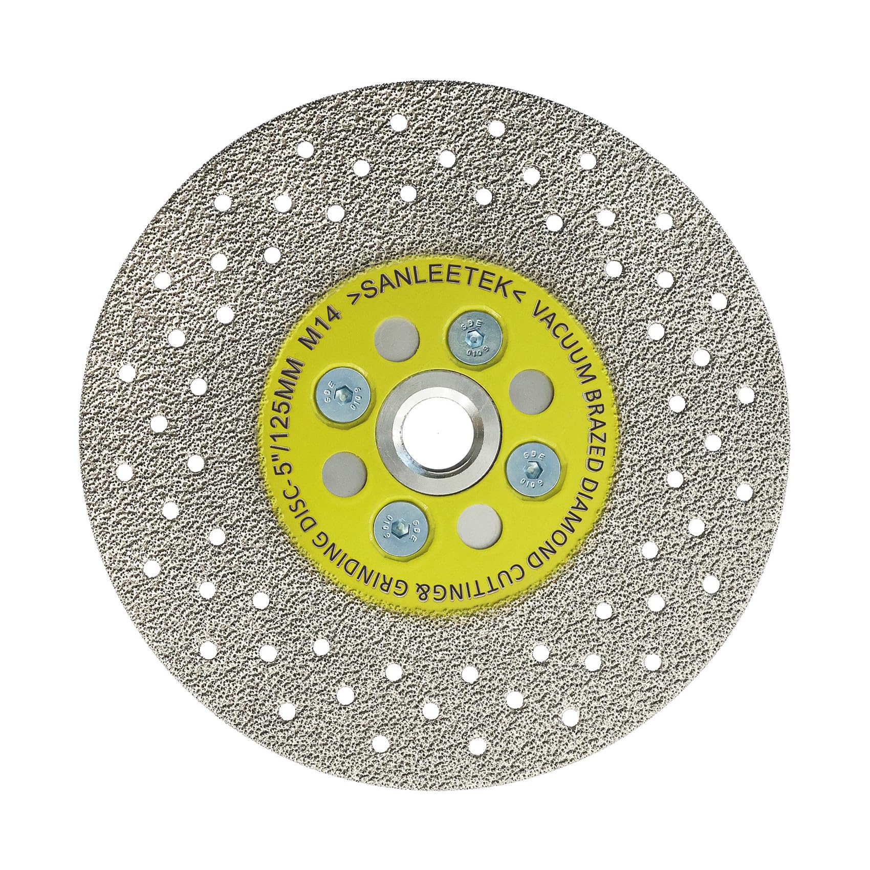 Disque Diamant 125mm Double Face Coupe et Meulage Lame Scie Brasé Sous Vide pour Marbre Granit Béton Porcelaine Carrelage M14 Filetage SANLEETEK