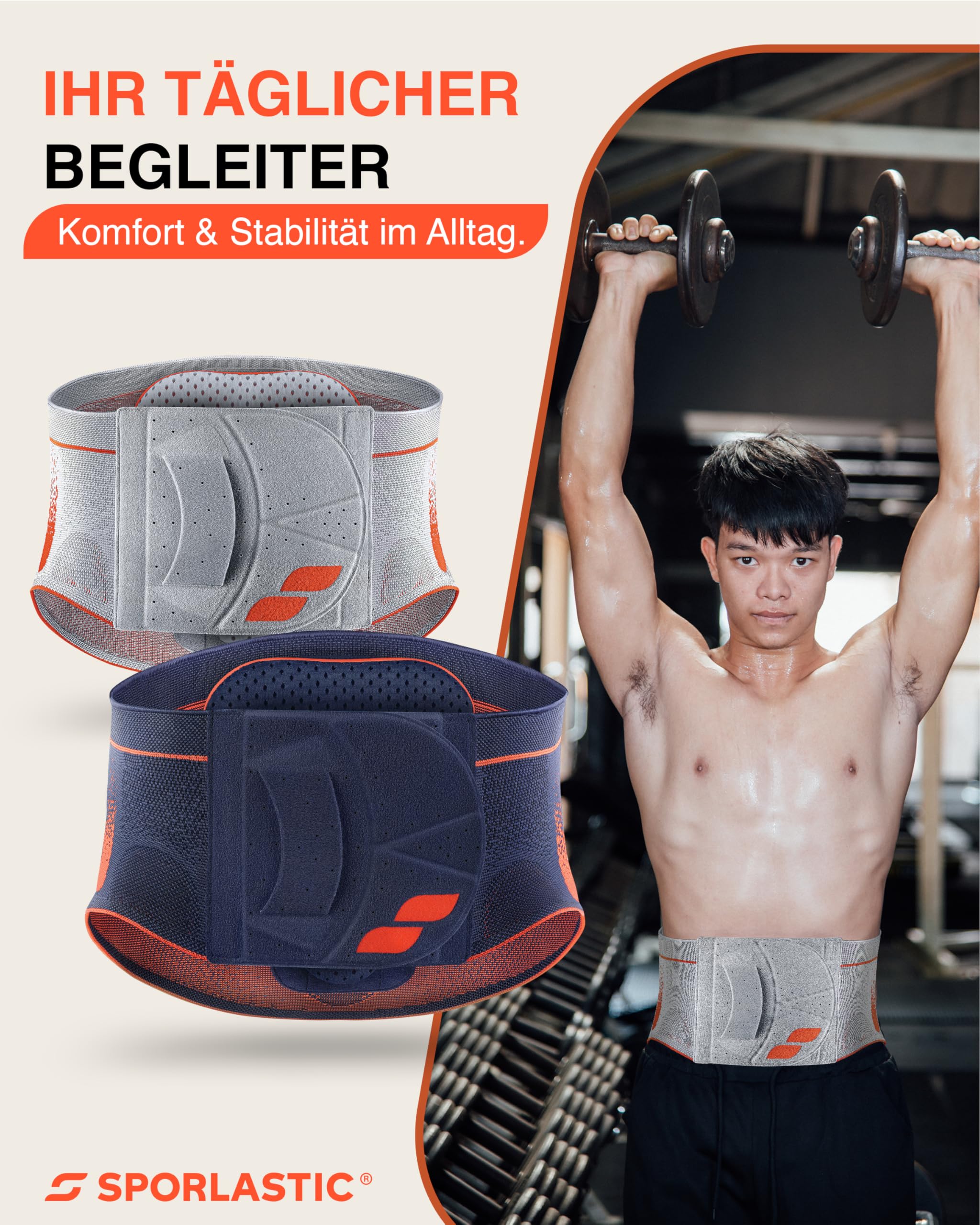 SPORLASTIC – VERTEBRADYN SUPREME SENSO Lendenwirbelstütze tailliert – Orthopäd. Rückenbandage mit AIR-MATRIX Silikonpelotte zur Unterstützung der Lendenwirbel – LWS-Orthese – Platinum Größe L