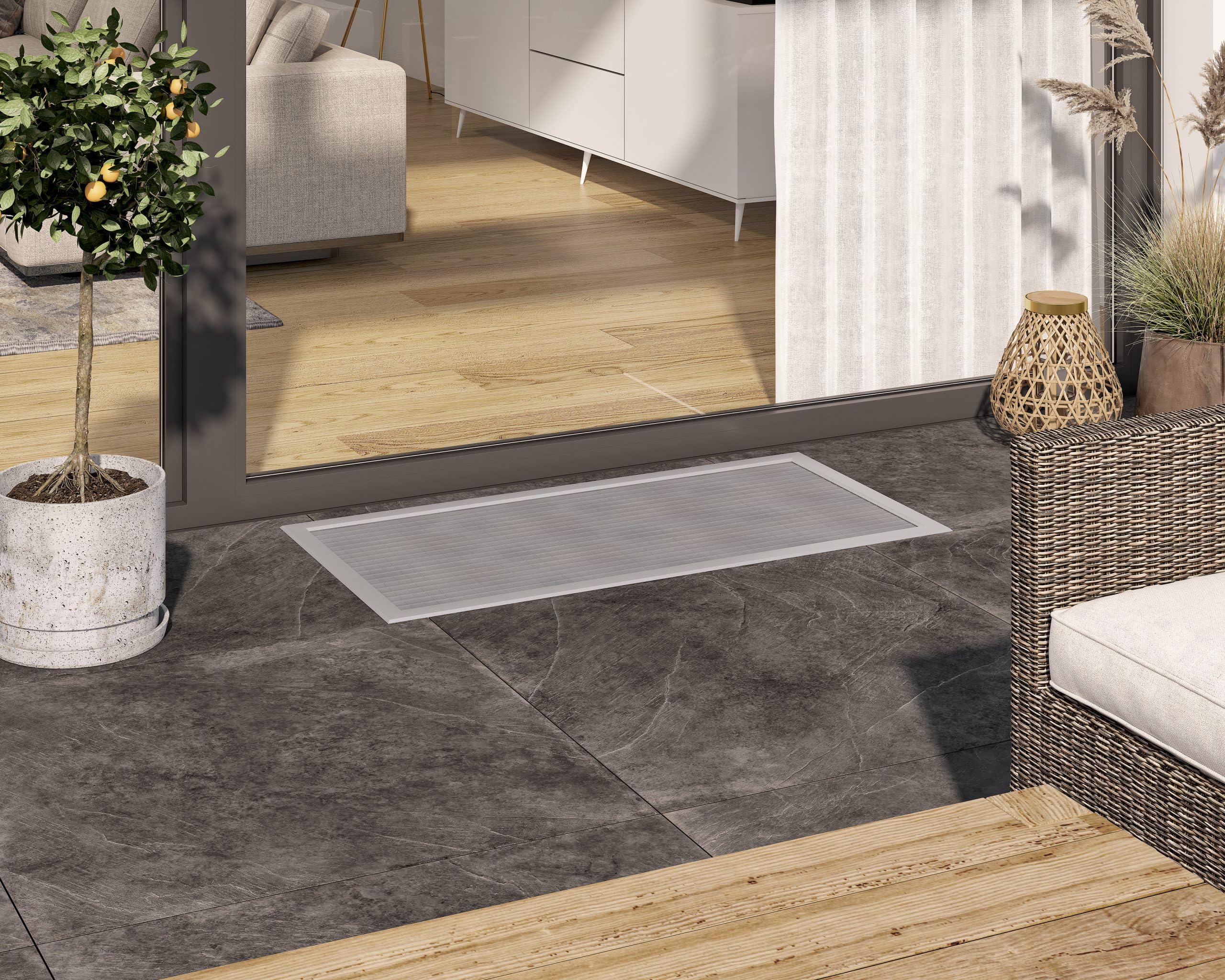 Kellerschachtabdeckung Lichtschachtabdeckung nach Maß - Profiqualität, Made in Germany, robuste Aluminium-Profile, V2A Edelstahl-Gewebe, kratzfeste Oberfläche (Silber/Alu, 160 x 70 cm)