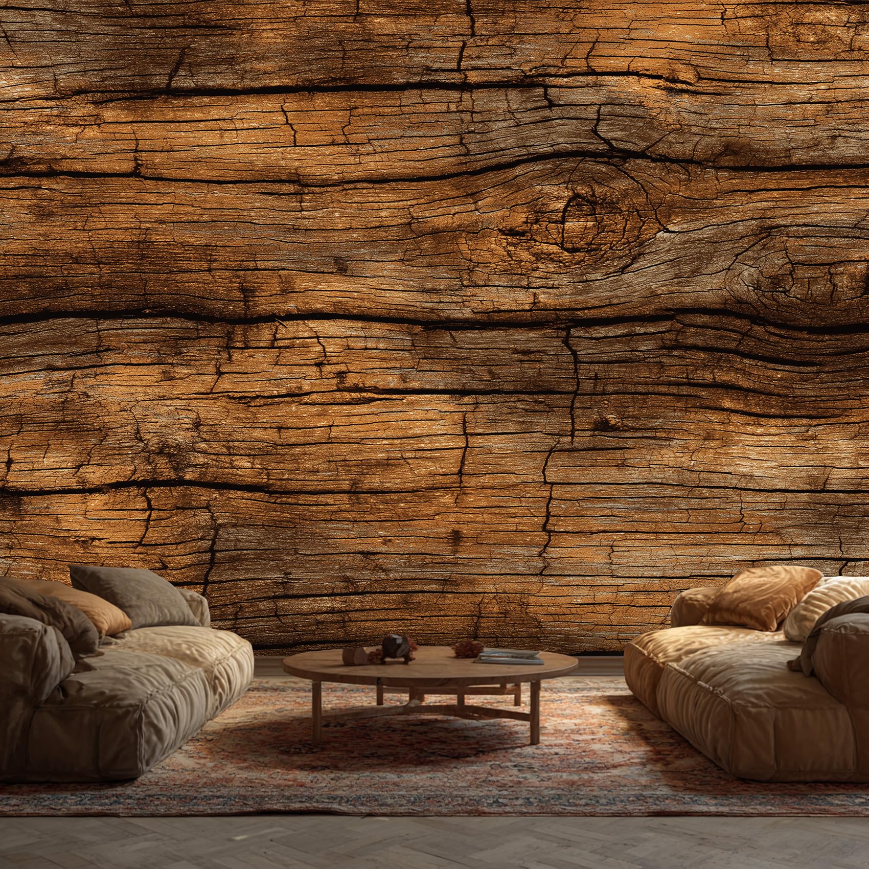 Wood Grain Wallpaper, Rustic 3D Wallpaper Murals, Wood Grain Room Decor Wall Art for Bedroom Kitchen Living Room 350L x 256W cm, SH0257