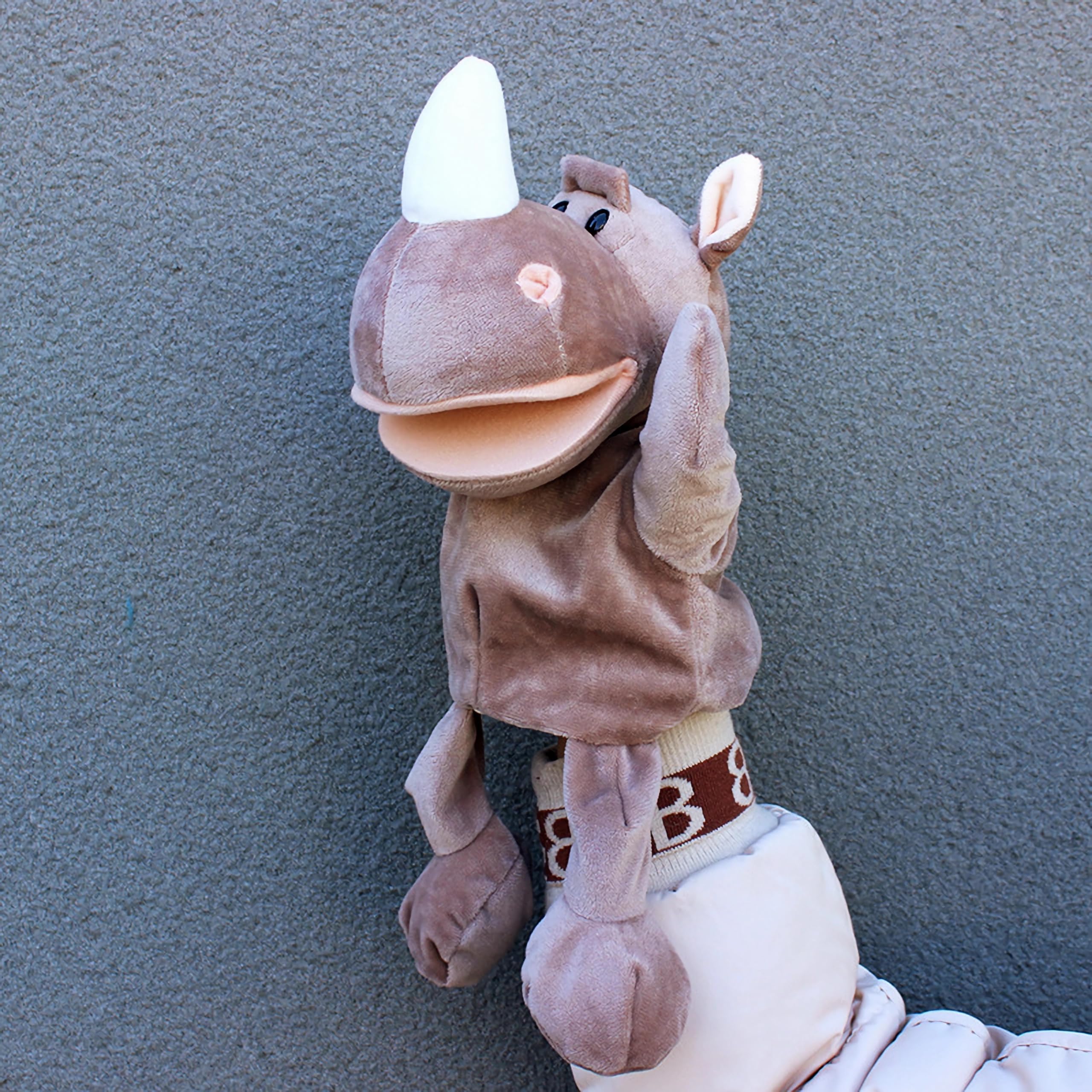 LOMTRATS Marionetas de mano de animales para contar historias, incluye lobo, tigre, león y mono con patas, ideal para enseñanza y regalos de cumpleaños (boca abierta móvil) - 5