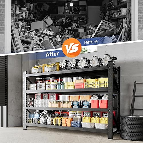 Miniatura 8 de Anxxsu Estantes de almacenamiento de garaje resistentes estantería de metal de 5 niveles estantes y estantes de almacenamiento ajustables para
