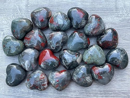 Miniatura 3 de GAF TREASURES Corazones de piedras preciosas de sangre, corazones hinchados de piedra de sangre pulida, piedra de palma de cristal de piedra de