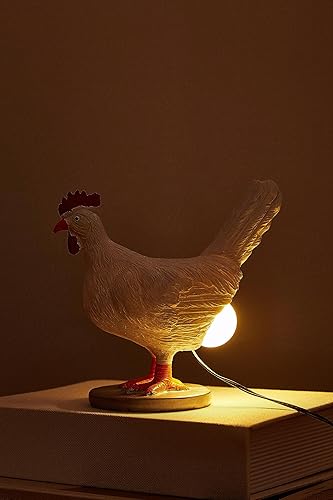 Miniatura 5 de Lámpara de huevo de gallina, lámpara de pollo 3D, lámpara LED realista, divertida luz nocturna de huevo de pollo de resina con USB, embalaje de caja