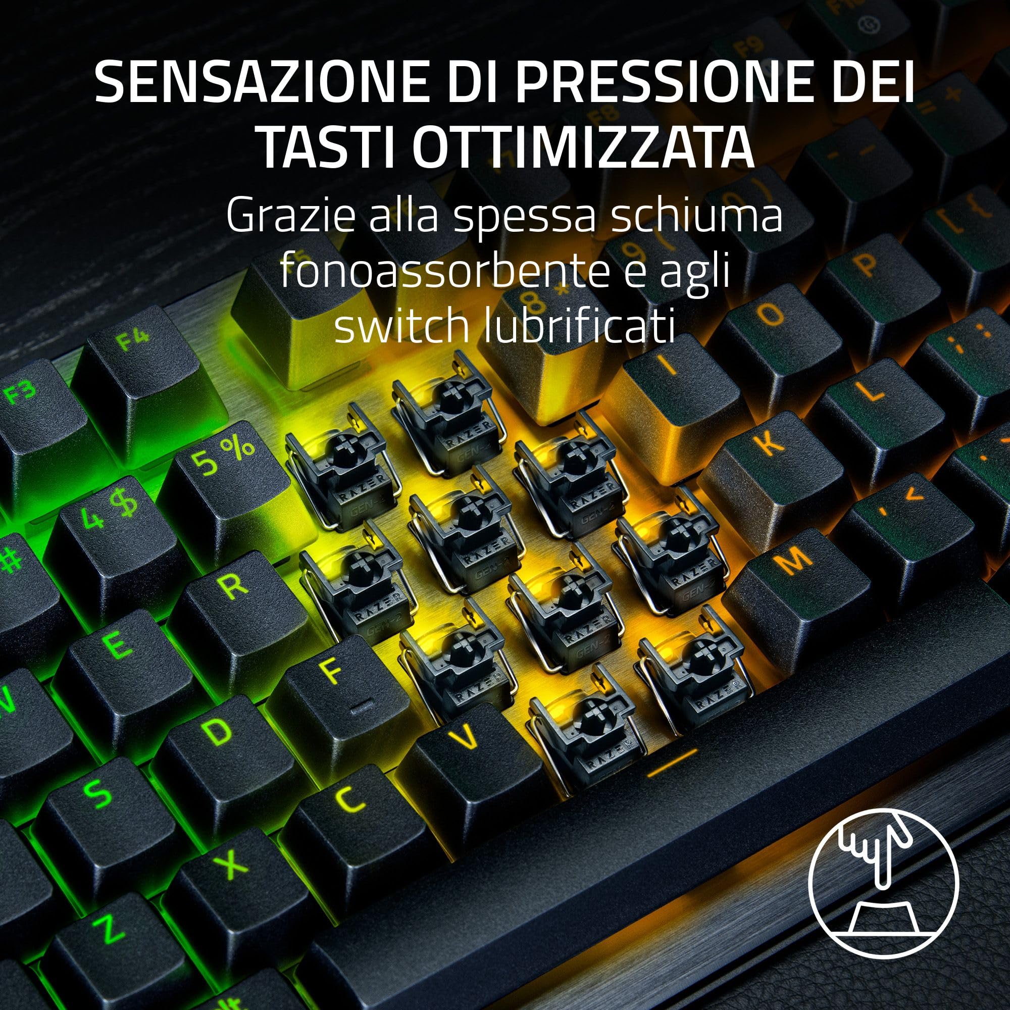 Razer Huntsman V3 Pro Tenkeyless 8KHz - TKL PC Tastiera meccanica da gioco - 8KHz HyperPolling - Switch ottici analogici - regolabile 0,1-4,0mm - Snap Tap - Rapid Trigger - QWERTY US Layout | Nero