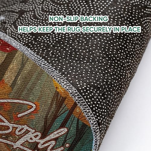 Miniatura 2 de Alfombra de área de otoño personalizada, alfombra de interior y exterior para porche, entrada, sala de estar, pasillo con nombre personalizado,