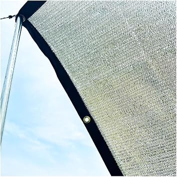 Aluminet Shade Cloth Fabric Sunblock Silver 85% Reflective Aluminet Sun Shade Mesh UV Resistant Netting with Grommets Sun Shade Car Cover for Patios, Pergola Canopy, Deck, Porch, Backyard, Outdoor  S