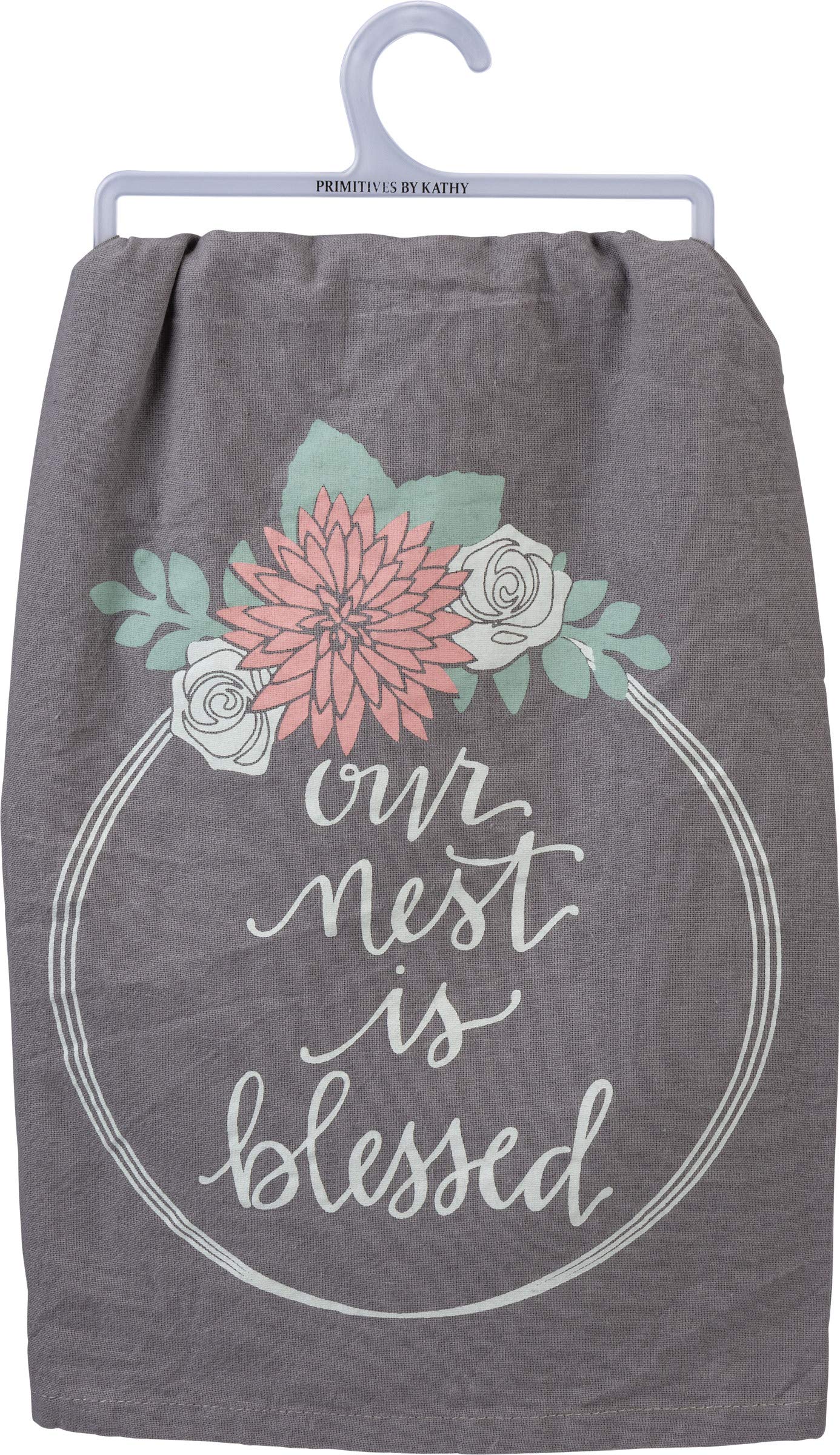 PBKBotanical Themed Our Nest is Blessed Cotton Dish Towel 28 Inch x 28 Inch