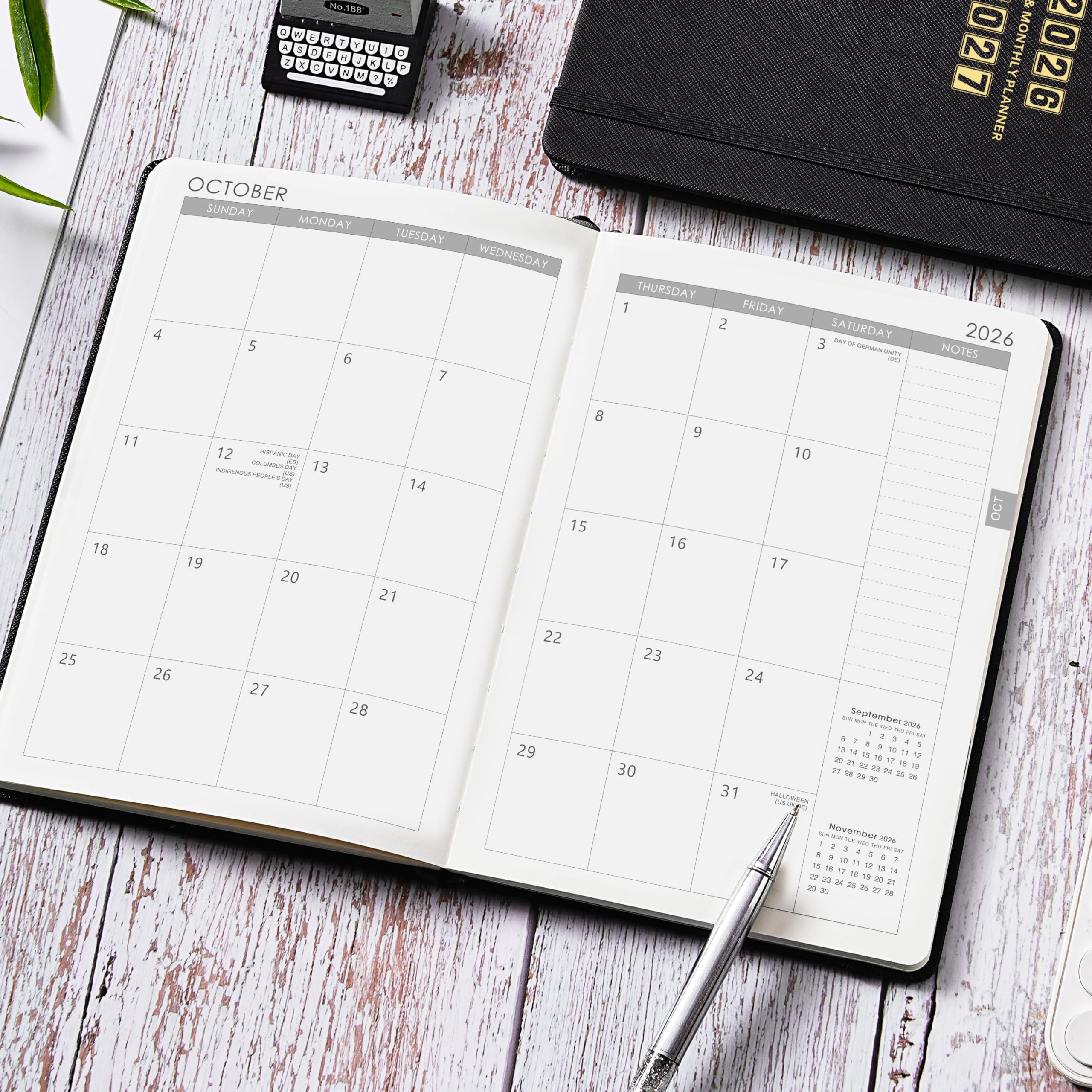 kalender 2020 A5, Terminplaner 2020 Taschenkalender mit Ledereinband und Stiftschlaufe und dicken Papieren, Innentasche und 88 Notizseiten im Geschenkkarton