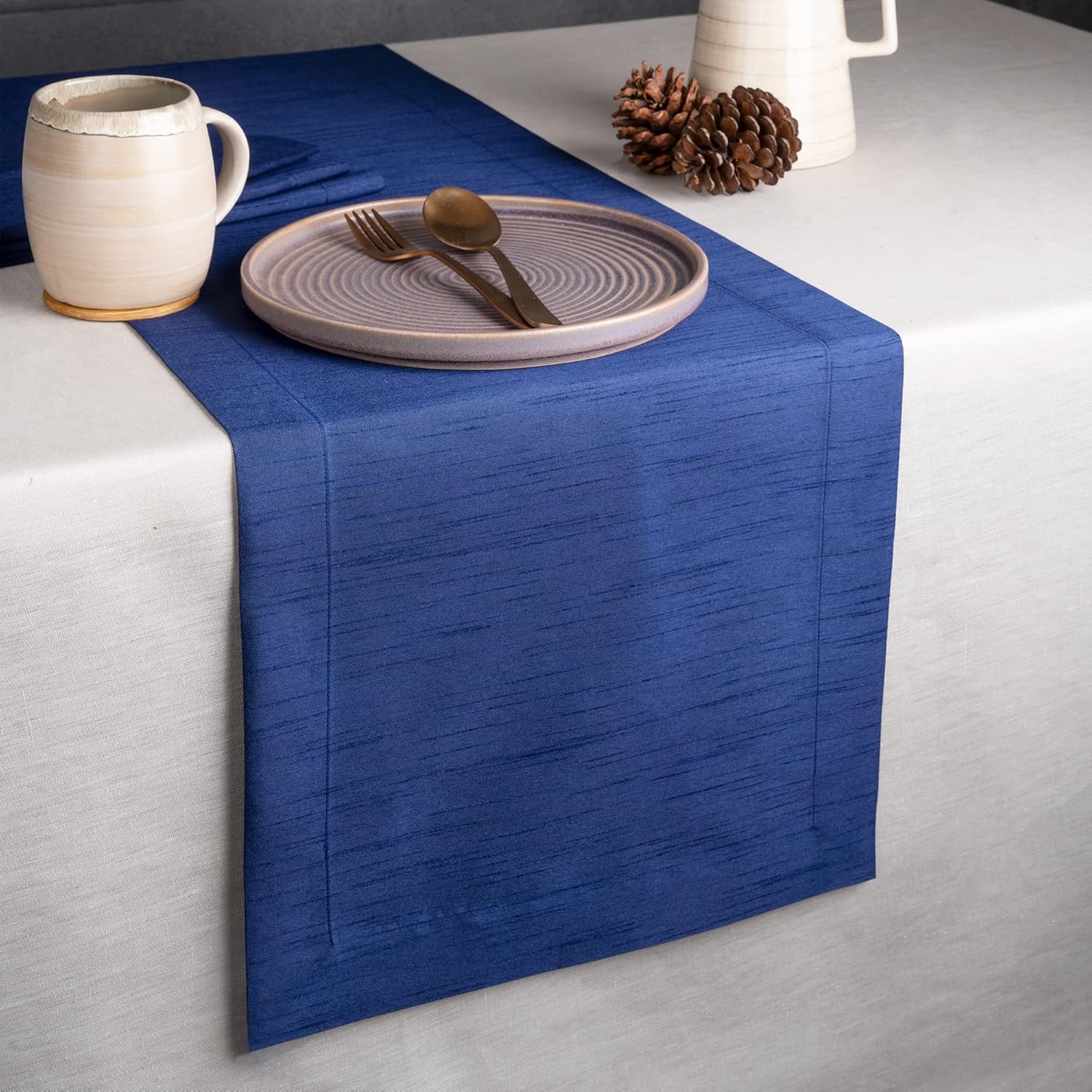 D'Moksha Homes Navy Blue Table Runner 14 x 90 Inch Vegan