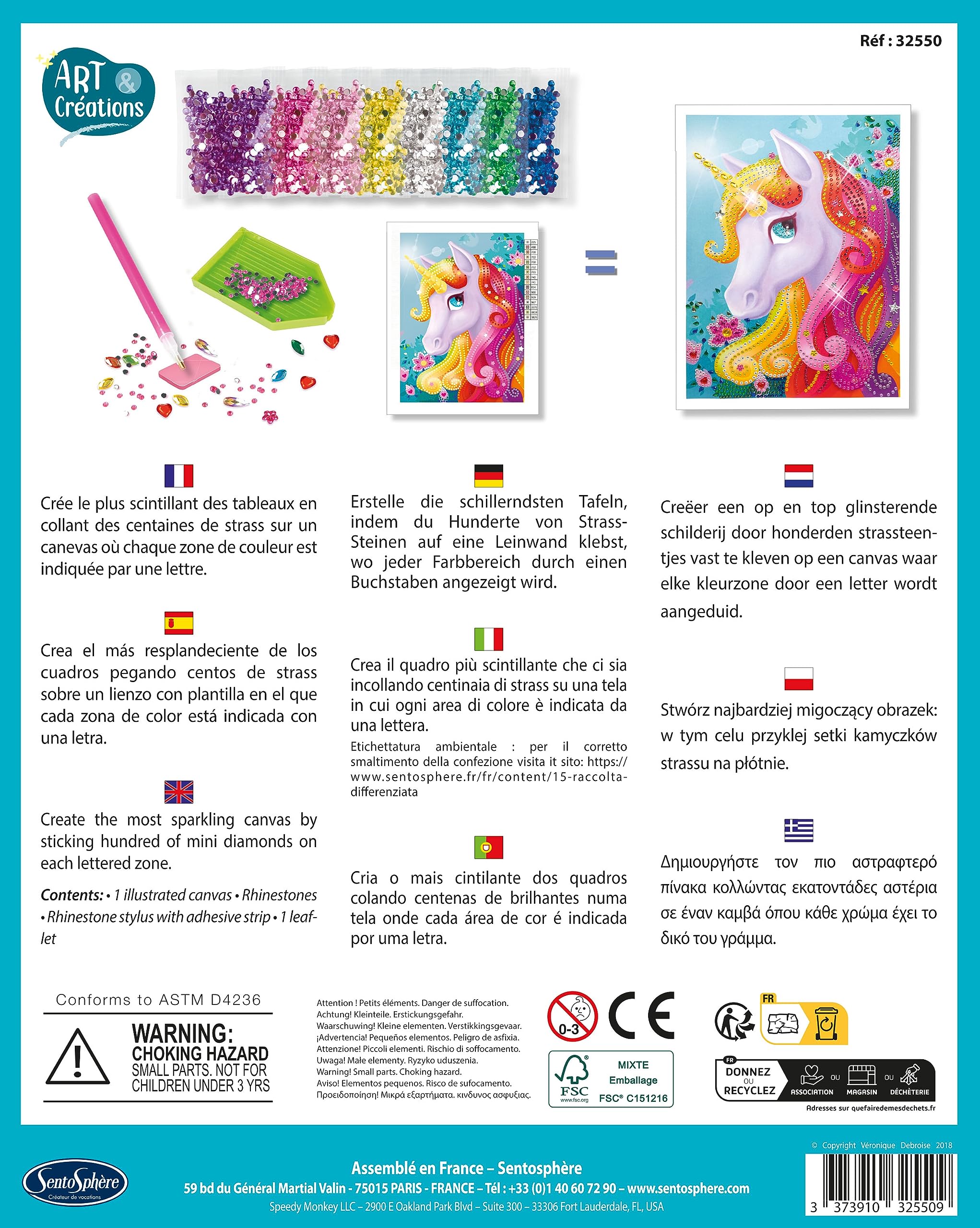 Sentosphre 3932550 Unicorn Rhinestone Painting Kit Creative Kit DIY for Children and Adults - Image 3