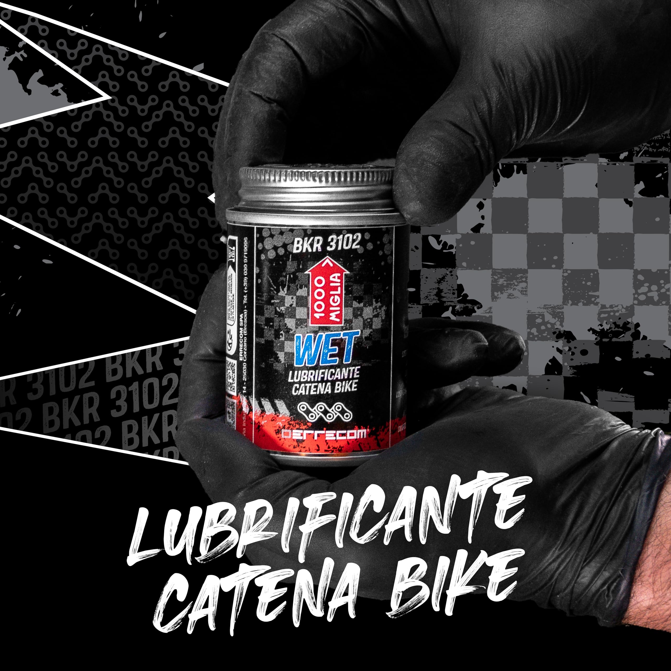 Errecom BKR 3102 Lubrificante Catena Bici Wet - 900 ml, per Condizioni Umide, Bagnate e Fangose, Barattolo All-In-One con Pennello incluso