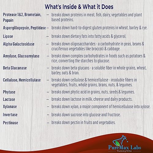 Miniatura 3 de Enzimas digestivas - 18 enzimas a base de plantas - Ayuda a la digestión de alimentos difíciles de digerir incluyendo lactosa, gluten, frijoles,