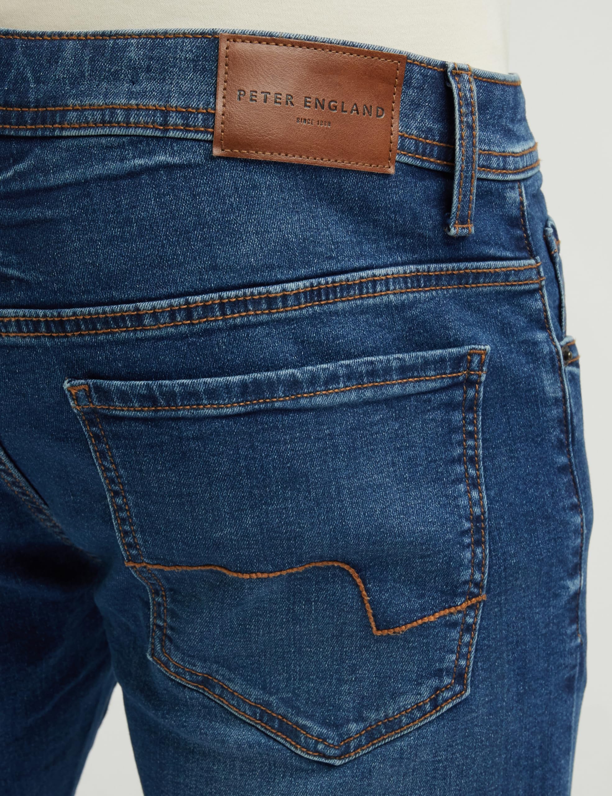 Peter England Men's Premium Skinny Fit Stretchable Mid Rise Jeans Navy, 32 - Image 5 thumbnail