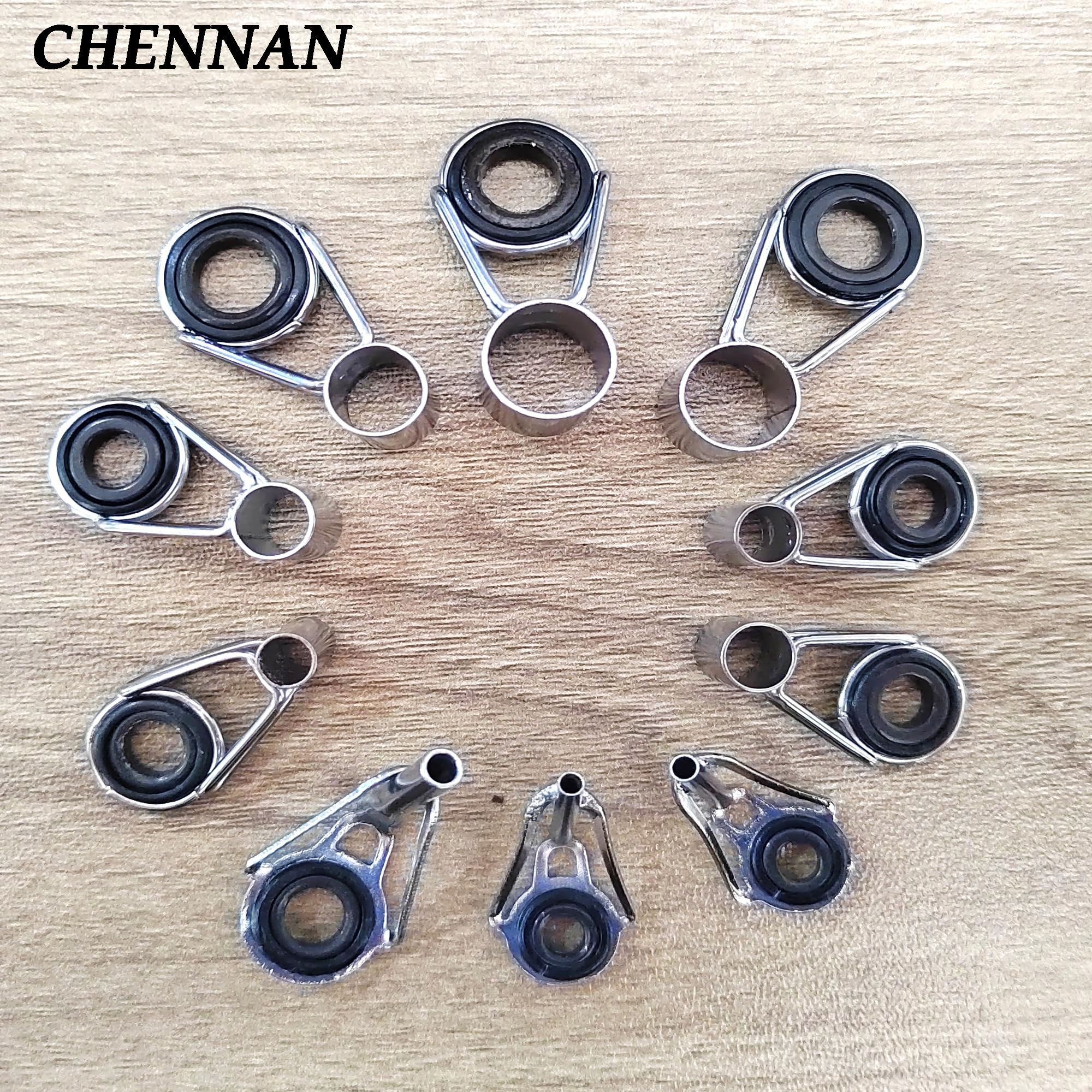 CHENNAN Lot de 10 Anneaux de Guidage pour Canne à Pêche en Acier Inoxydable et Céramique - Kit de Réparation Portable