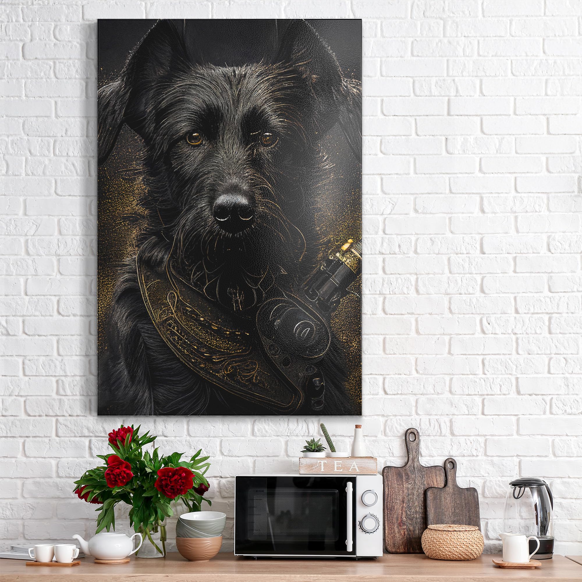 DEQOART Lavagna magnetica in metallo, 60 x 90 cm, motivo "Steampunk Wachter", lavagna bianca per tutti i magneti, lavagna magnetica da parete per cucina e ufficio, bacheca magnetica