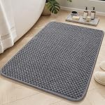 MontVoo Chenille Bath Mat Super Absorbent Bathroom Mat Non Slip Bath Mats for Bathroom Tightly Woven Machine Washable Bathroom Rug Low Pile Fit Under Door,Front of Shower,Bathtub Beigewhite 17"x24"