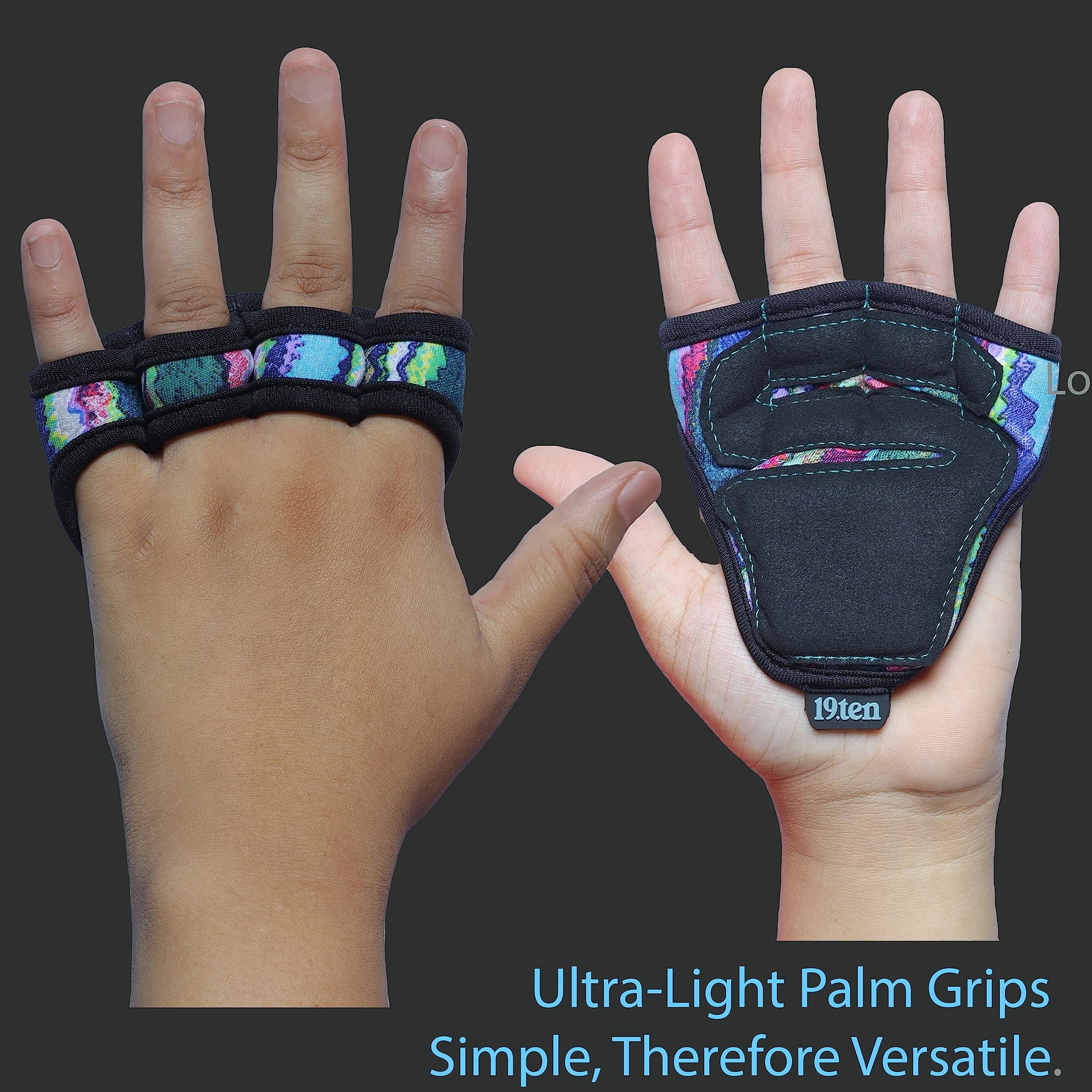 19.ten Leather Tarsus Palm Protector Fitness Grip Pads for Gym Exercise Fitness Workout Weight Lifting Training Gloves for Men Women (Medium, Rainbow) 3