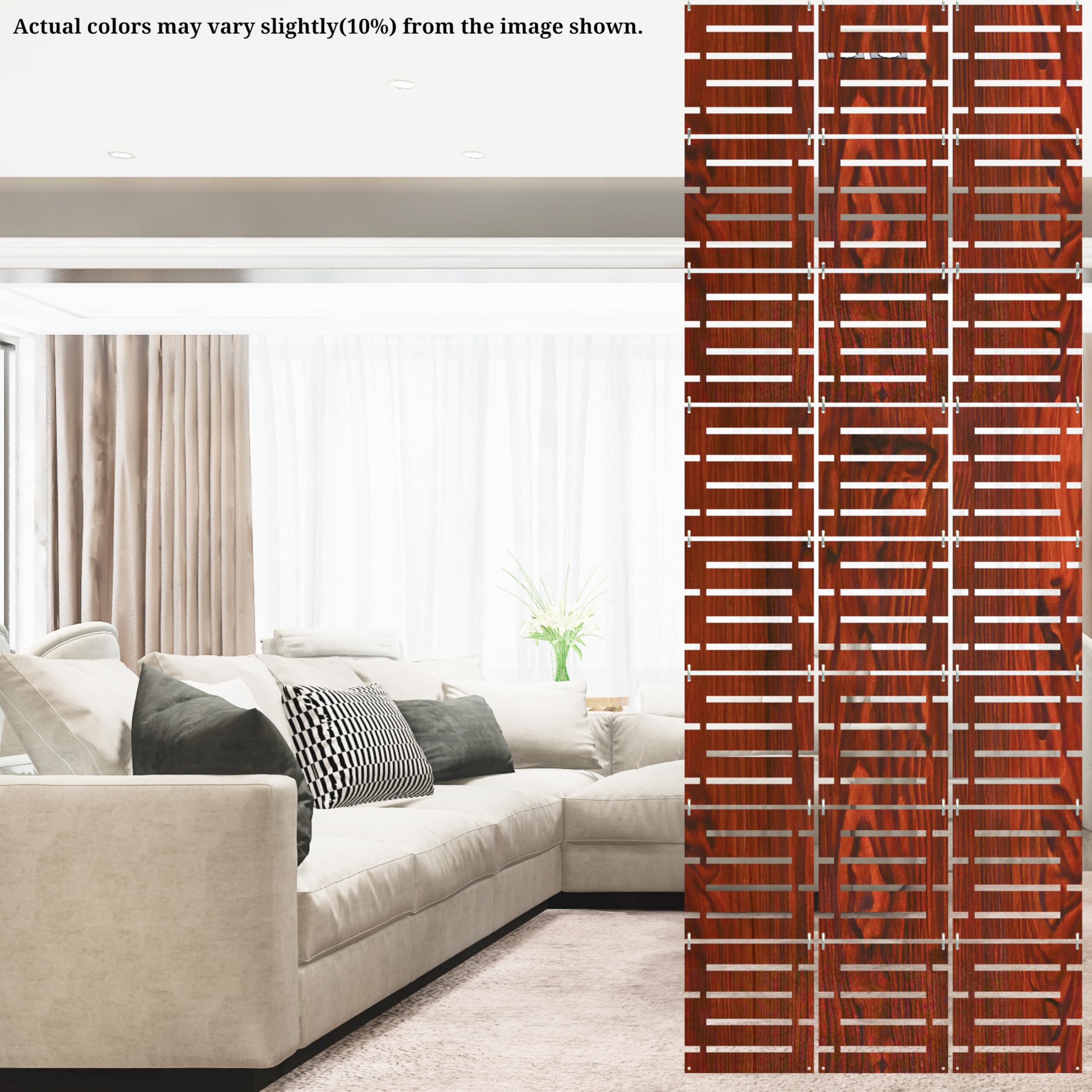 Modern Attractive Hanging DIY Room Divider Static Royal Decorative Wall Screen Partition for Decorating Living Dining Room Kitchen & Bedroom Set of 12 Panels Dark Brown (Rose Wood)-image-19