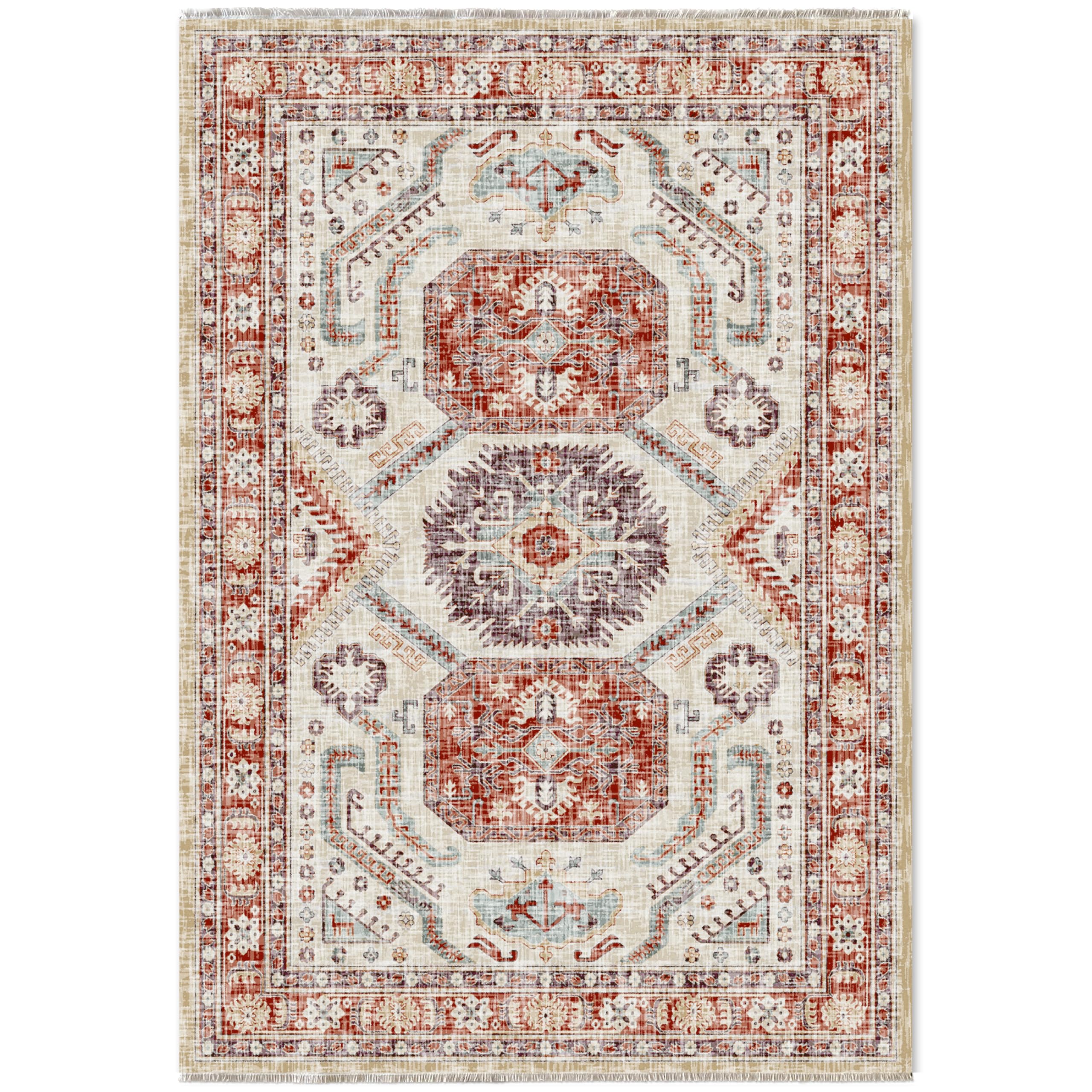 PastelHome Chenille Machine Washable Area Rugs with Non Slip Backing, Ideal for Hallway, Living Room, Bedroom, Kitchen and Laundry Room, Vintage and