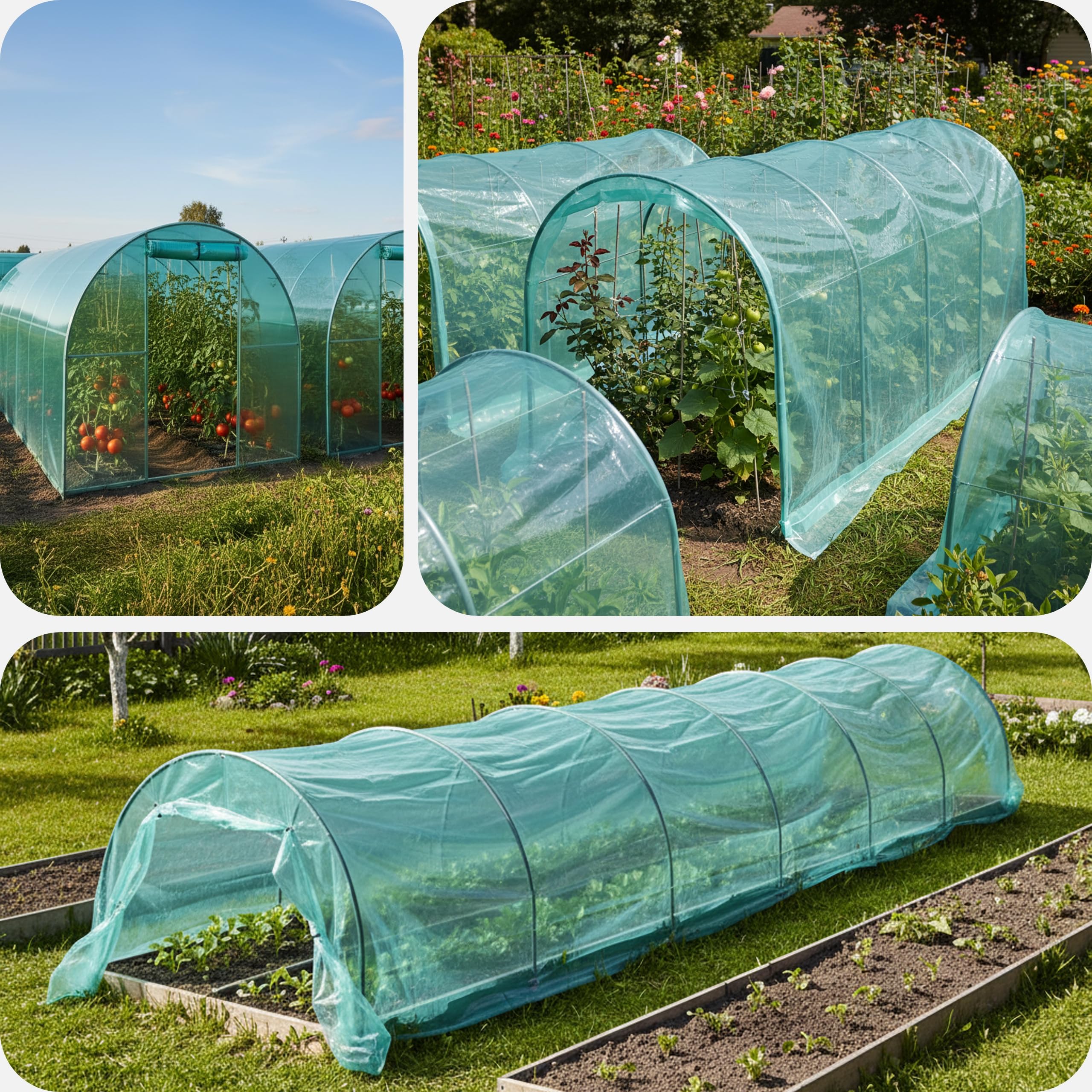 Garronda Telo Serra Trasparente Verde 6 x 12 m Pellicola in Plastica LDPE Stabilizzato UV Copertura Serra Resistente agli Strappi per Tunnel Giardino Orto Protezione Piante GD-0198