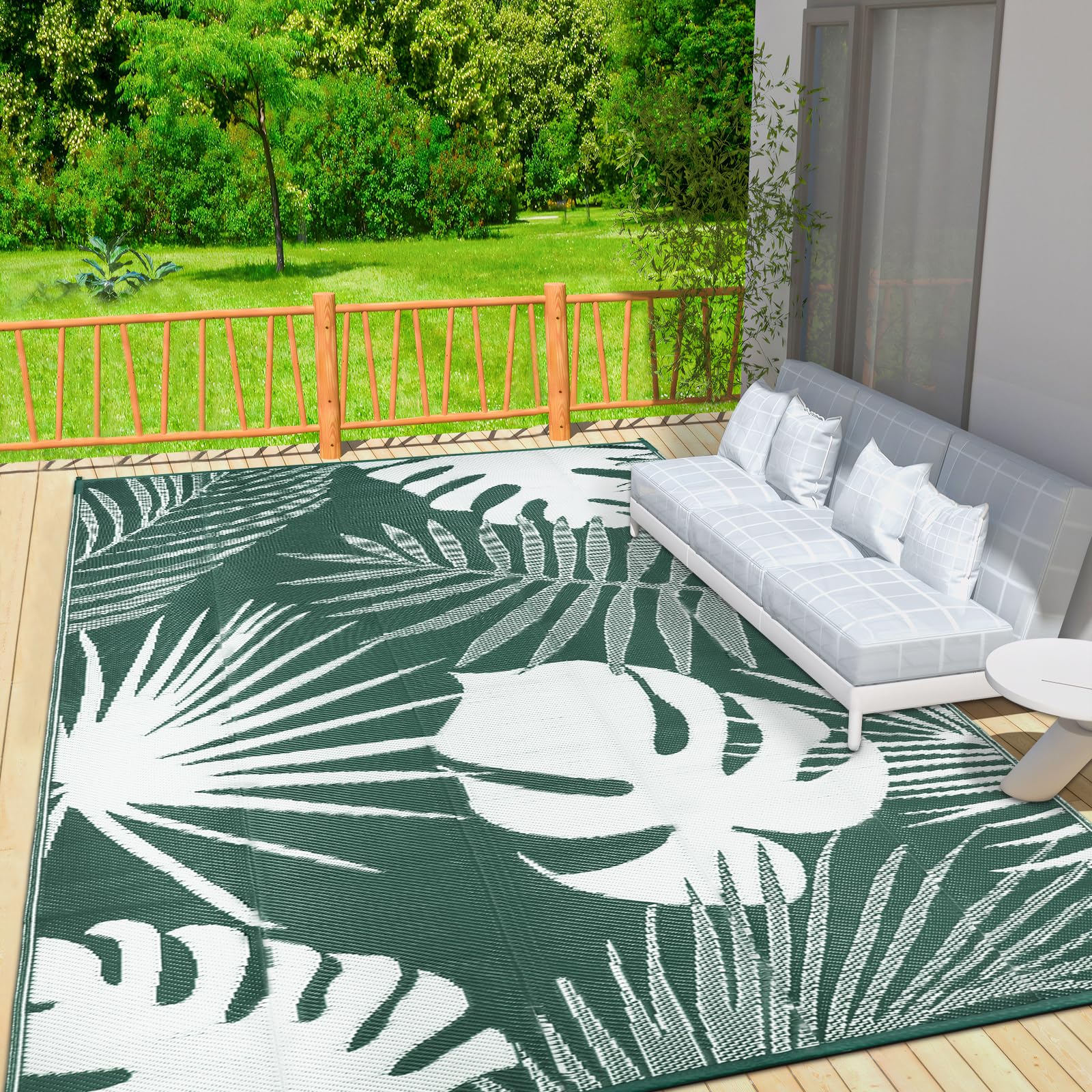 Capslpad Outdoor Teppich Wetterfest, Balkon Teppich, Kunststoff Camping Teppich, Leichtgewicht Picknickdecke, Vorzeltteppich Outdoorteppich für Balkon, Picknick, Camping, Garten