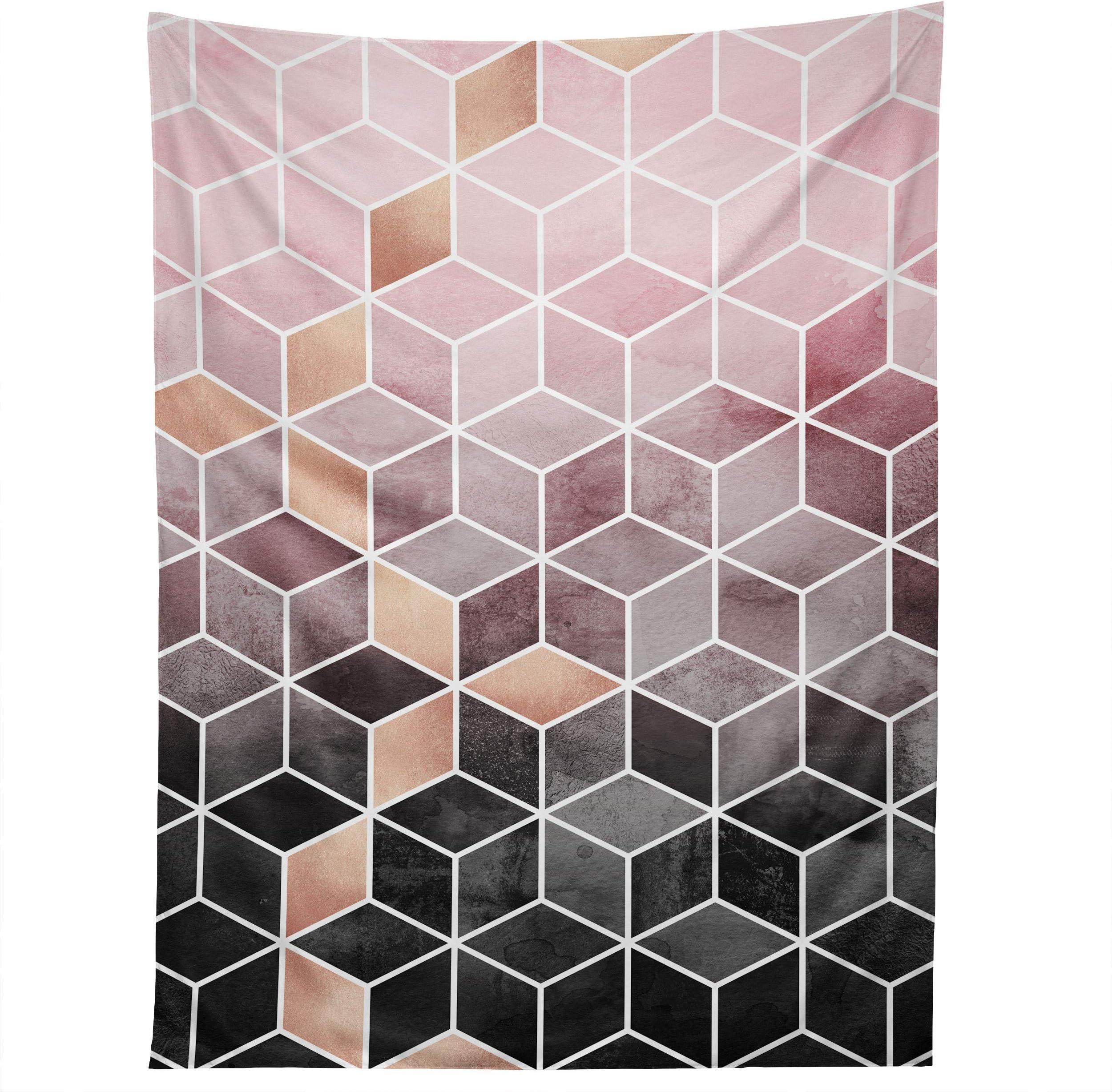 Deny Designs Elisabeth Fredriksson Pink Grey Gradient Cubes Tapestry, 50" x 60"