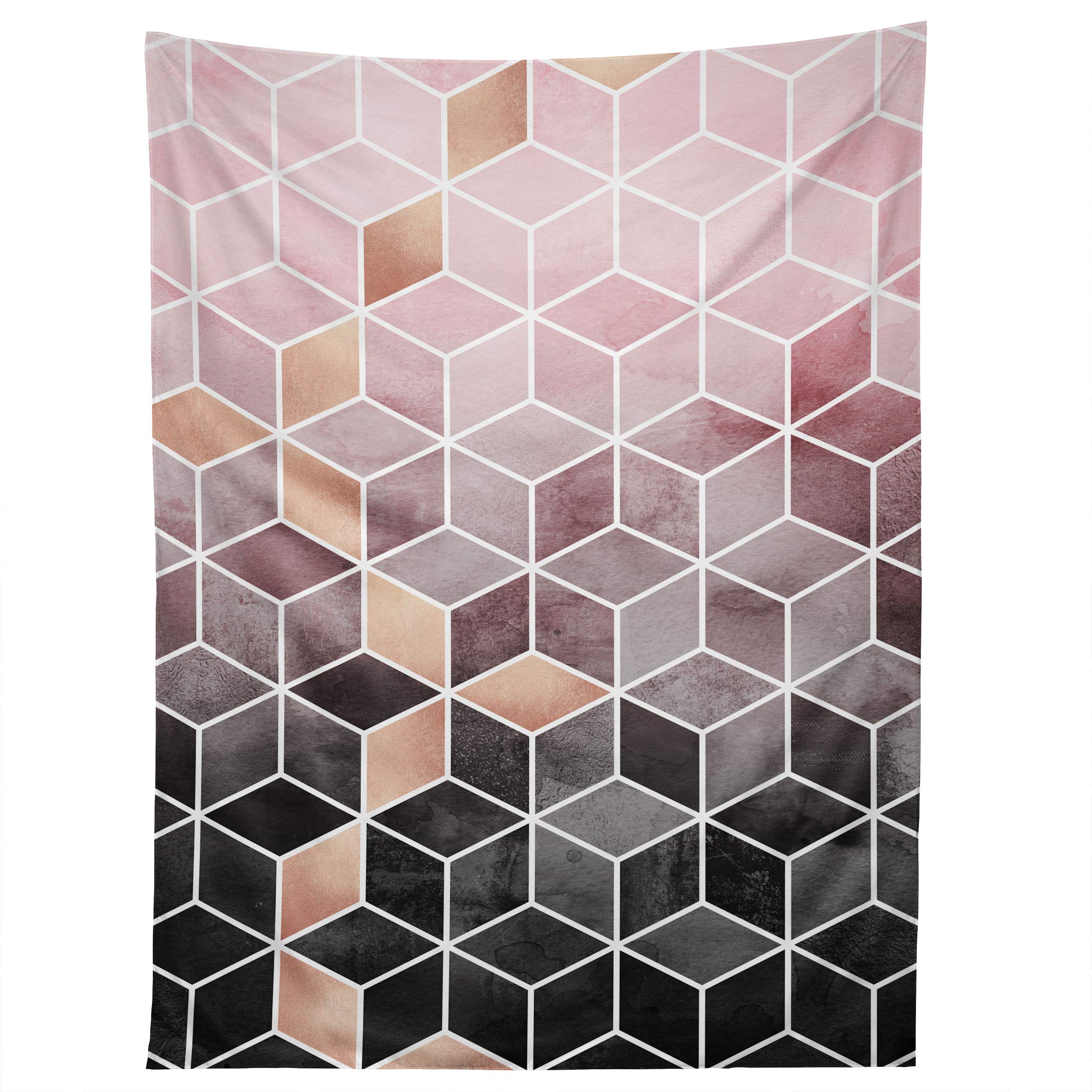 Deny Designs Elisabeth Fredriksson Pink Grey Gradient Cubes Tapestry, 50" x 60"