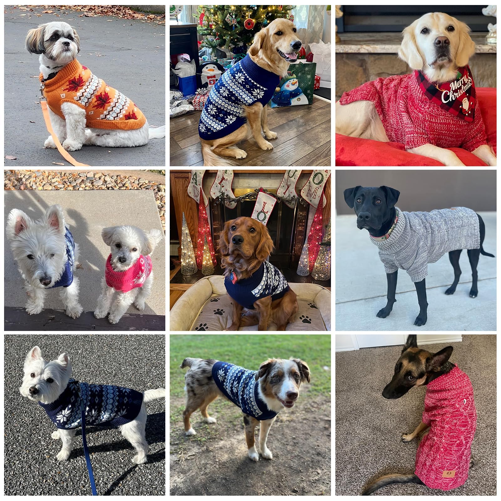 KOOLTAIL Pull en tricot torsadé à col roulé pour chien et fille de petite, moyenne et grande taille, motif flocon de neige, vêtements d'hiver épais et chauds pour chiens de petite, moyenne et grande