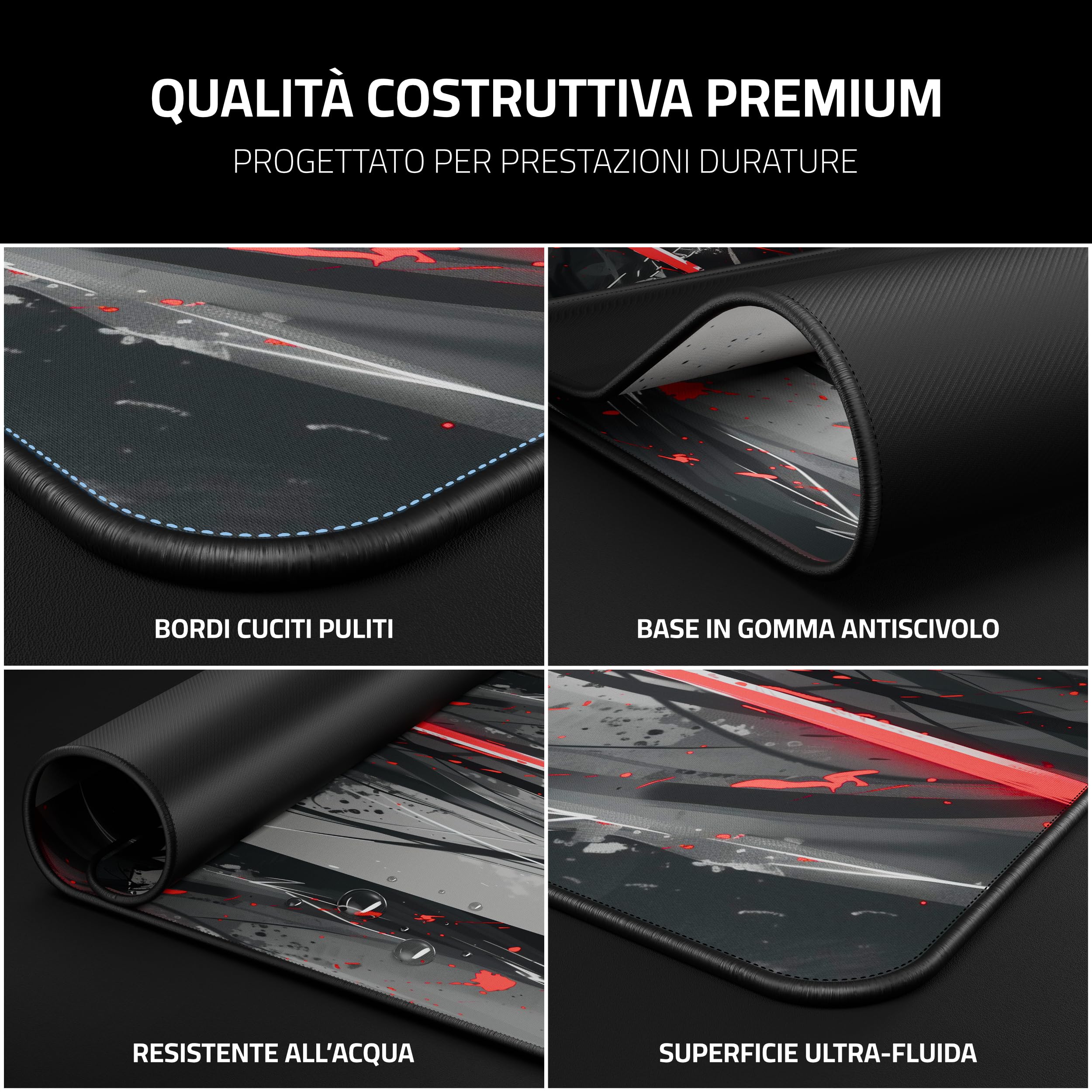 Tappetino mouse gaming anime XXL 900x400 mm - Mousepad impermeabile & cuciture rinforzate - Tappeto XL - Sottomano scrivania per setup, tastiera e PC