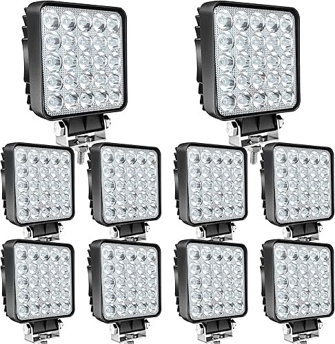 Luces LED de trabajo para camión, tractor RV OTR, 75 W, impermeable, barra de luz LED todoterreno, cápsulas de luz LED, luces cuadradas para